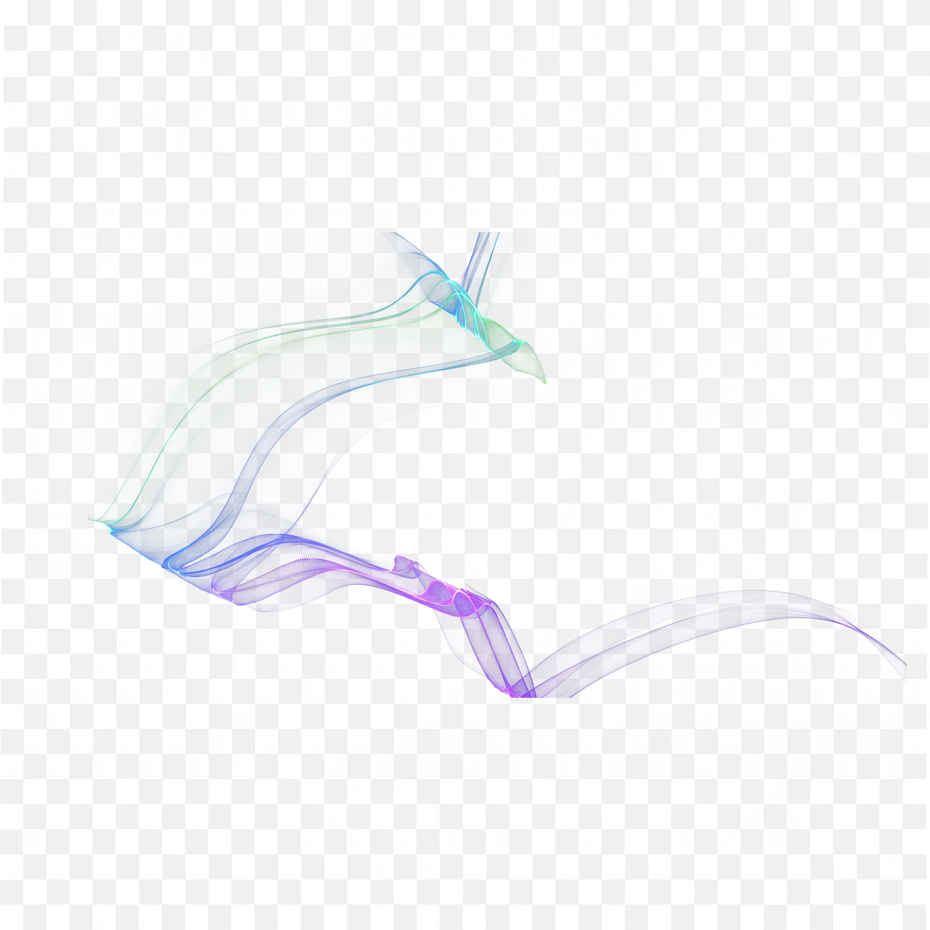 Soft Flowing Smoke Waves in Green Blue and Purple PNG