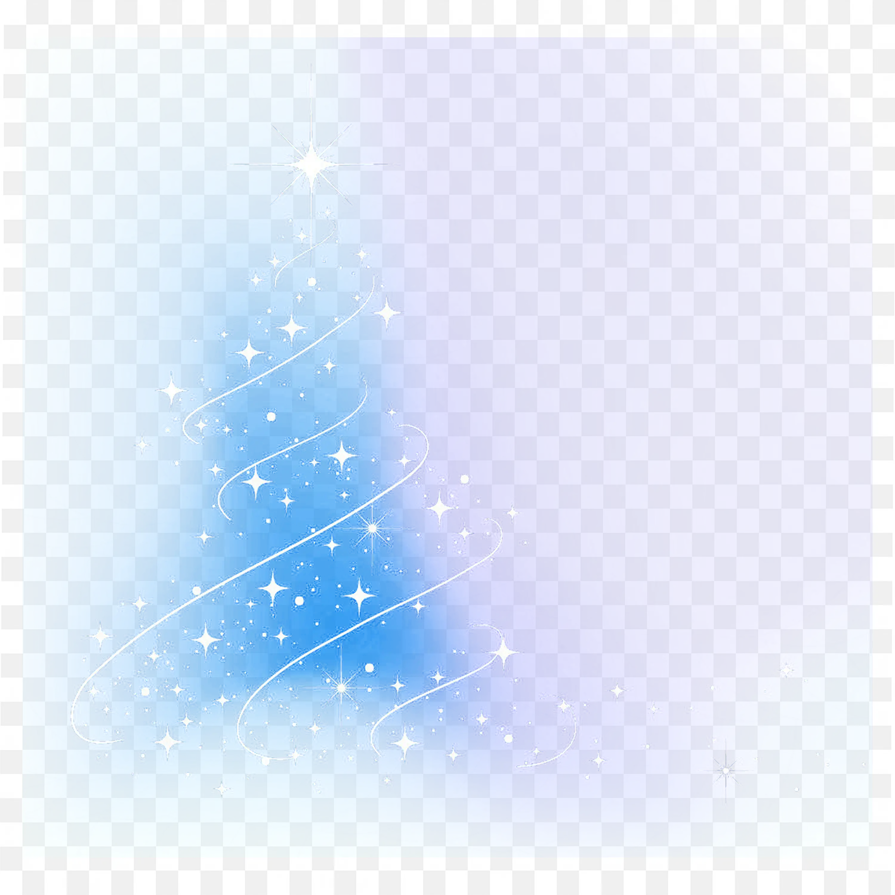 Sparkling White Christmas Tree with Lights on Purple Blue