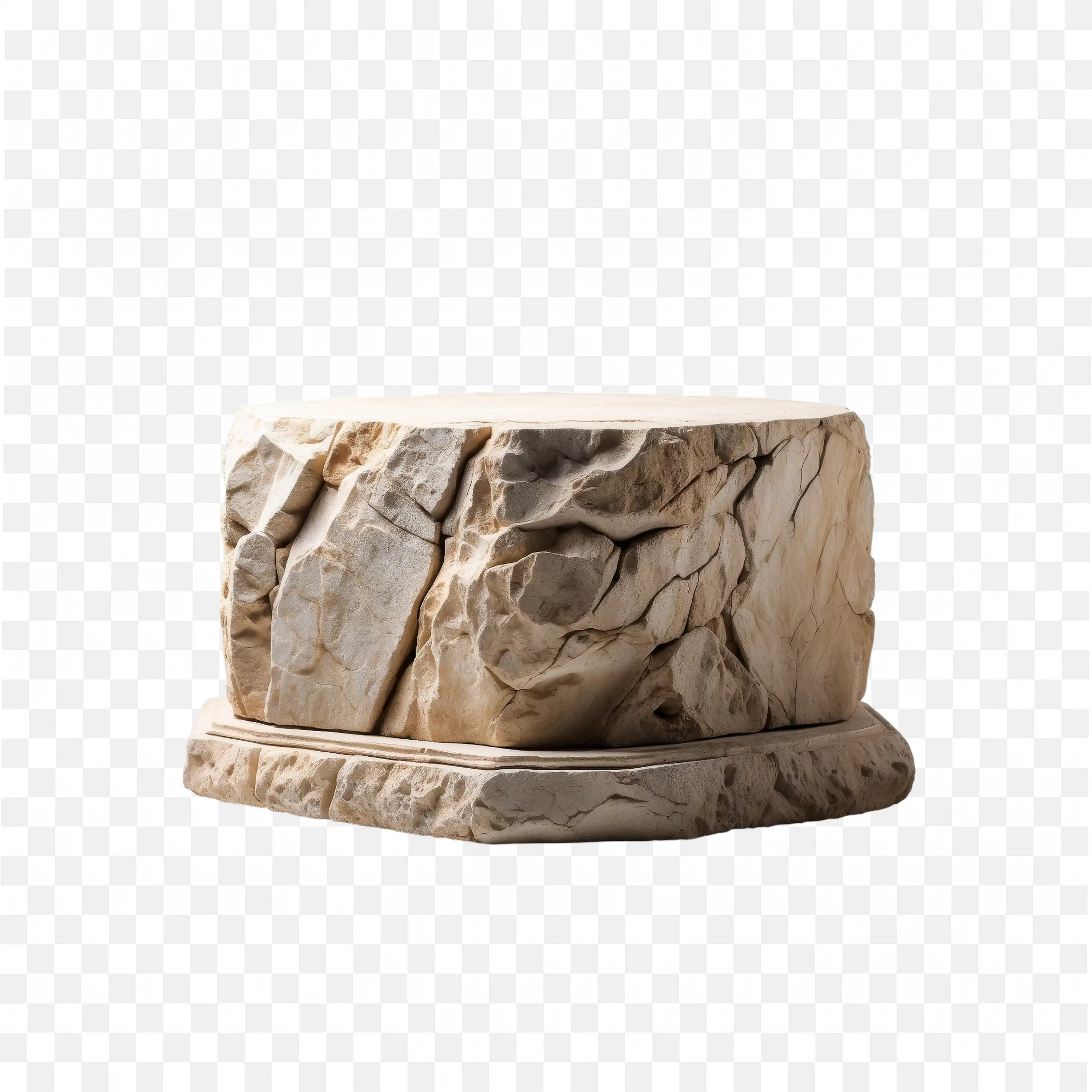 Stone Base with Rough Carved Rock Texture Clip Art Free PNG