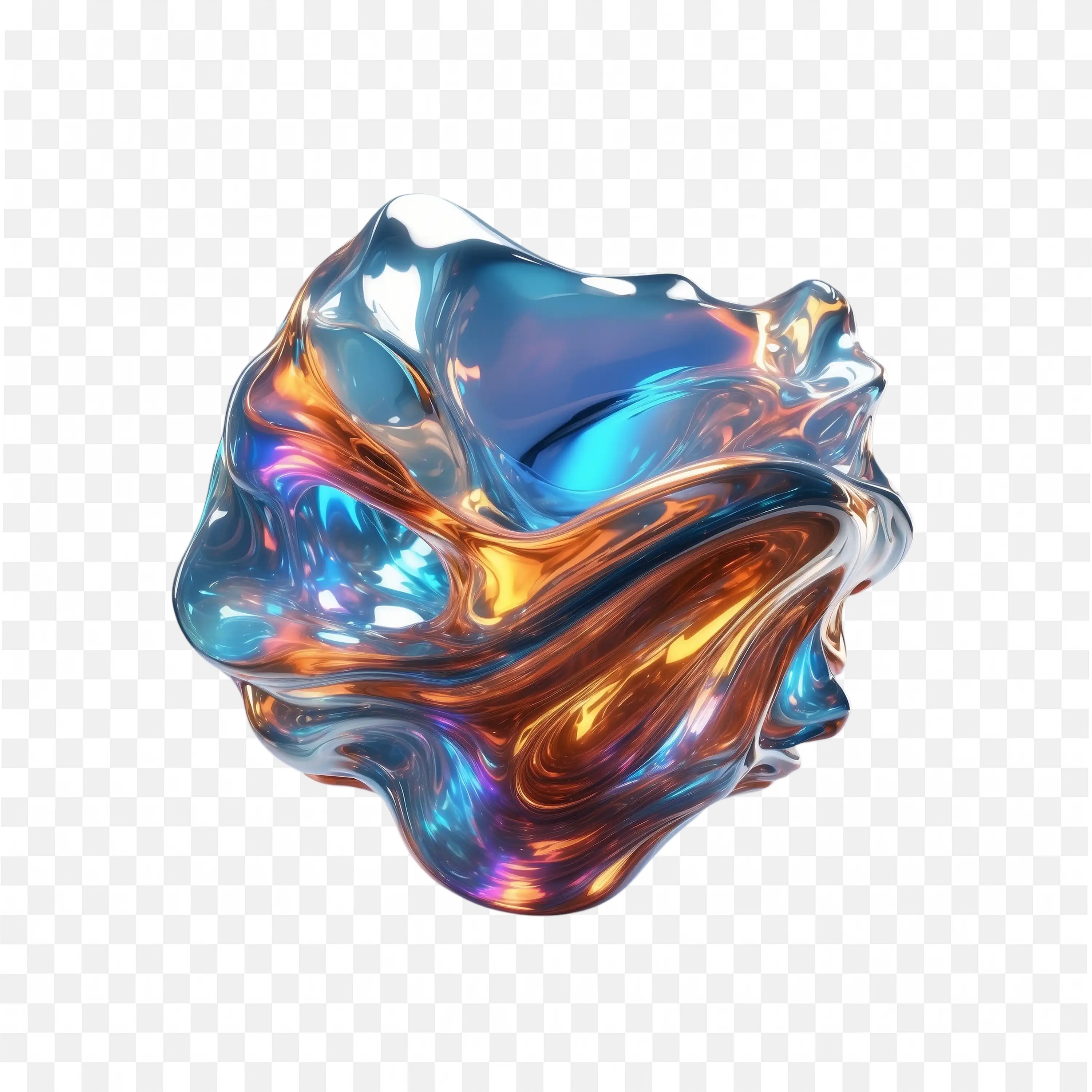 Stylish Colourful Shape with Blue and Bronze Reflections