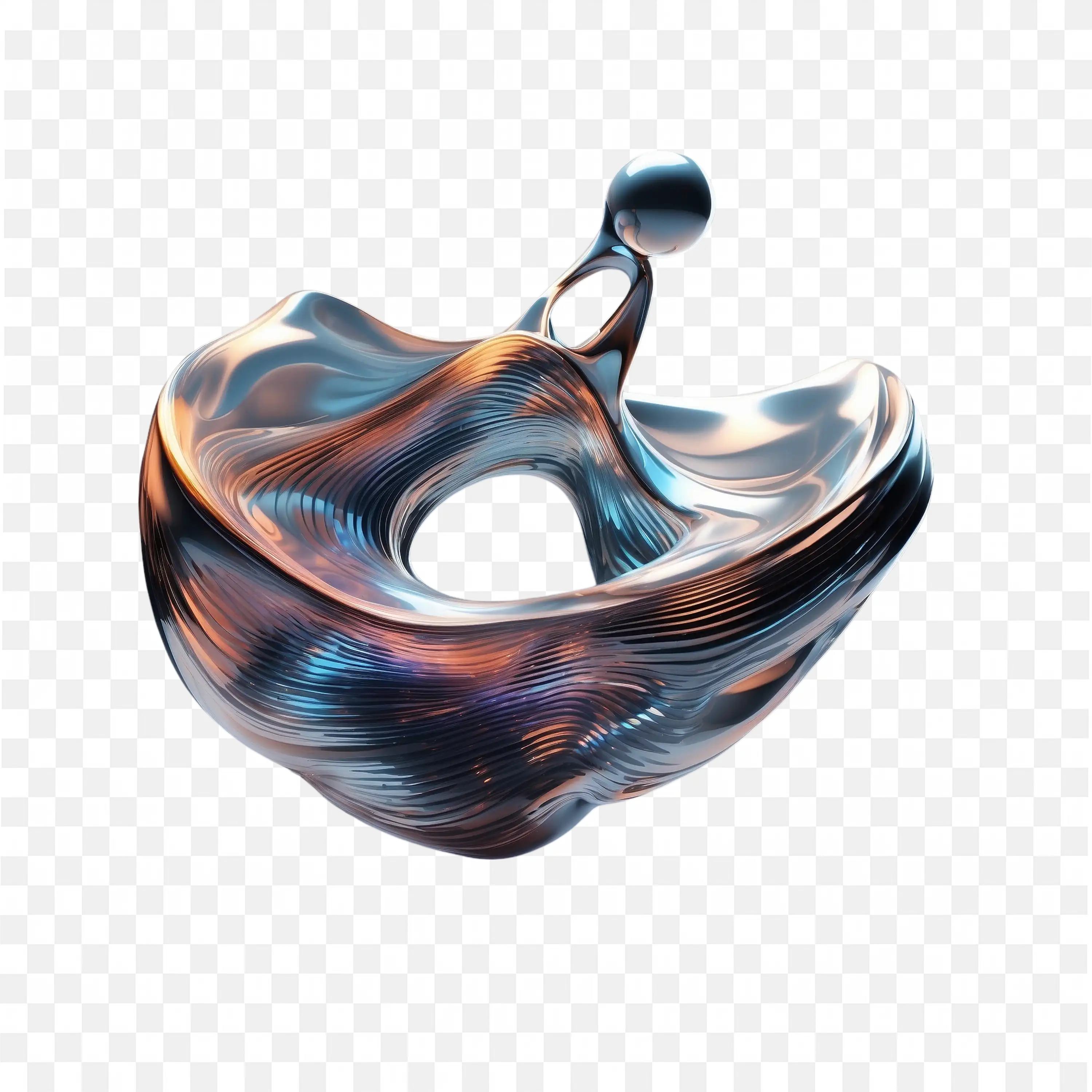 Stylish Metallic Sculpture with Fluid and Smooth Shape PNG