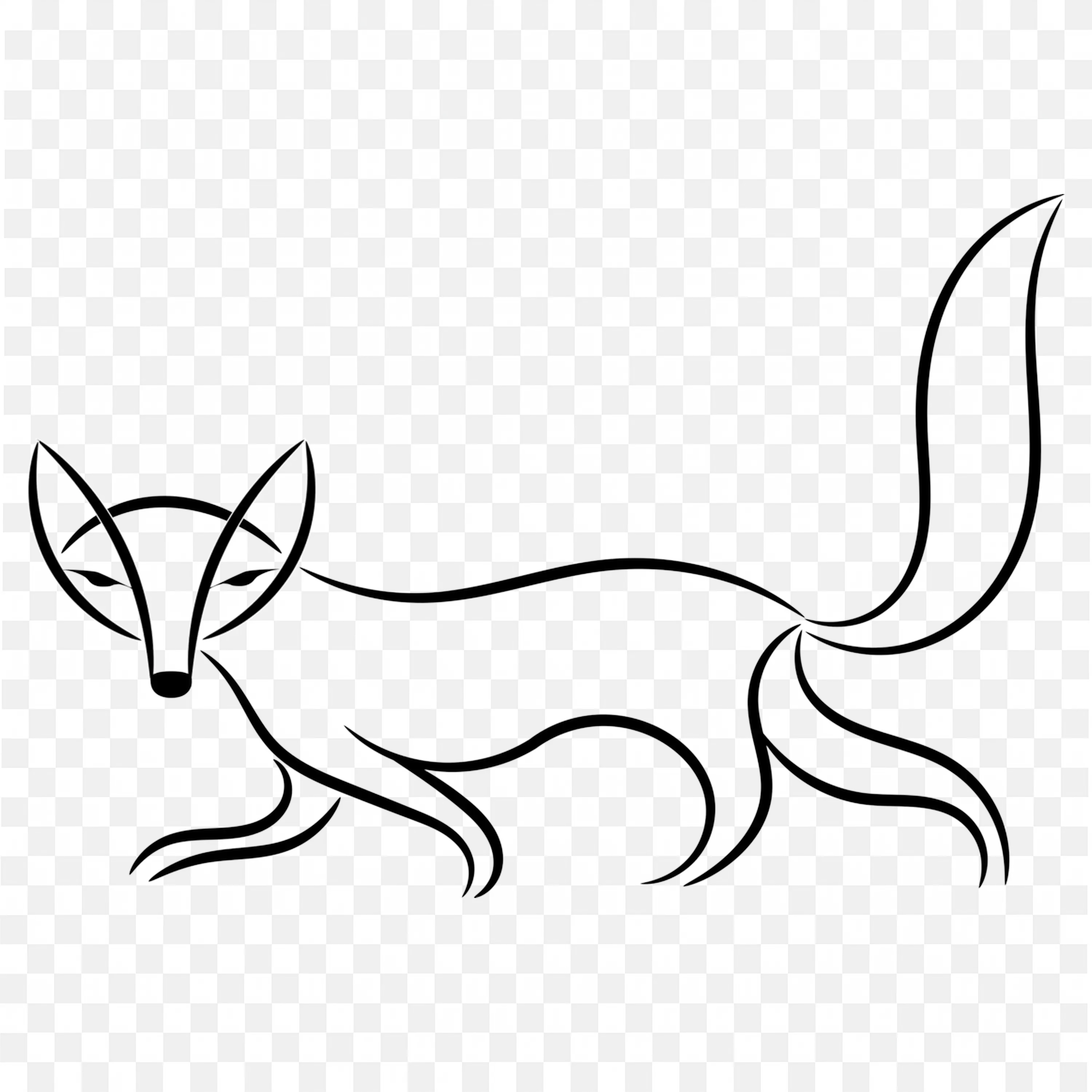Stylish Outline of a Fox with Casual Look Free Png Download