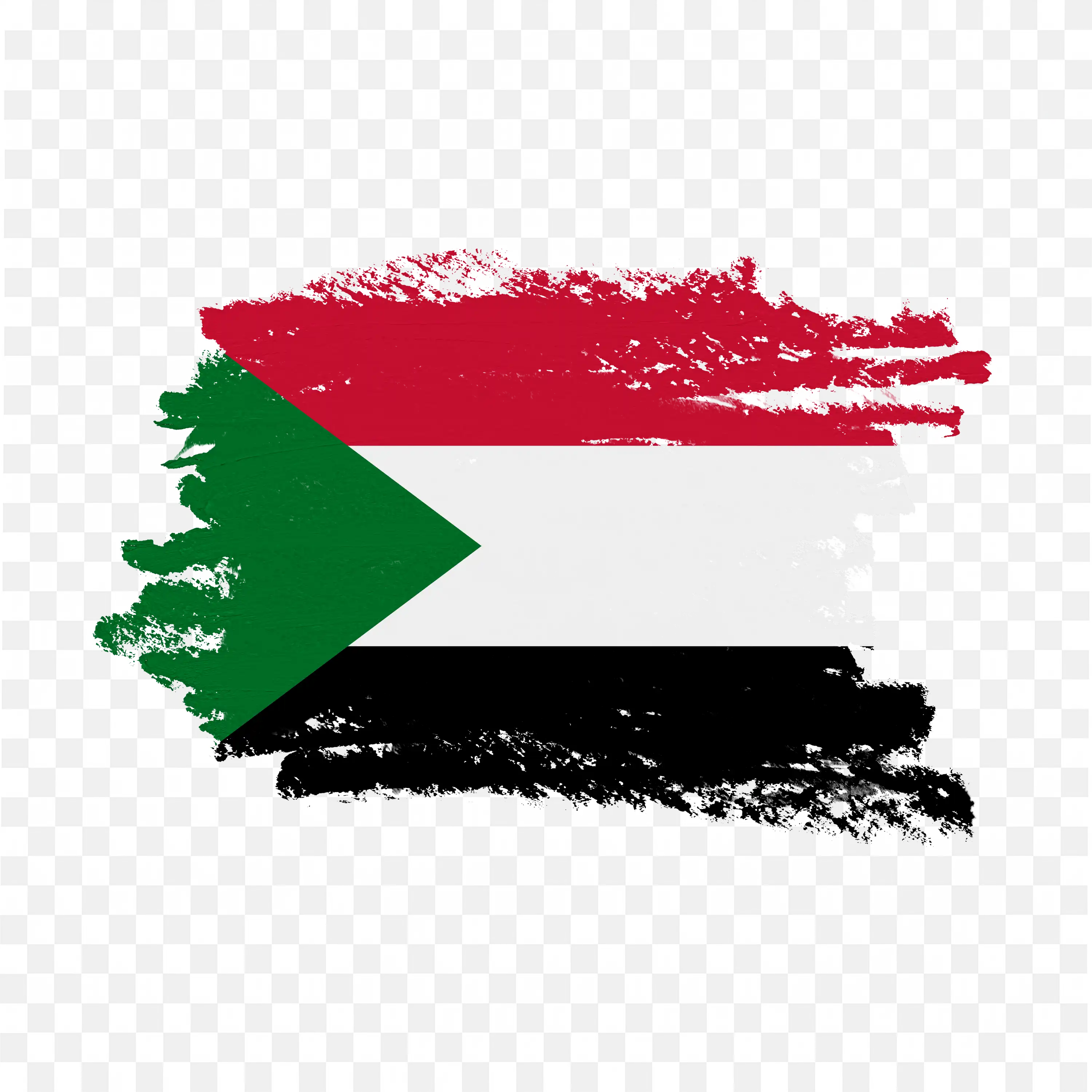 Sudan Flag Painted in Brush with Vibrant Colours Free PNG