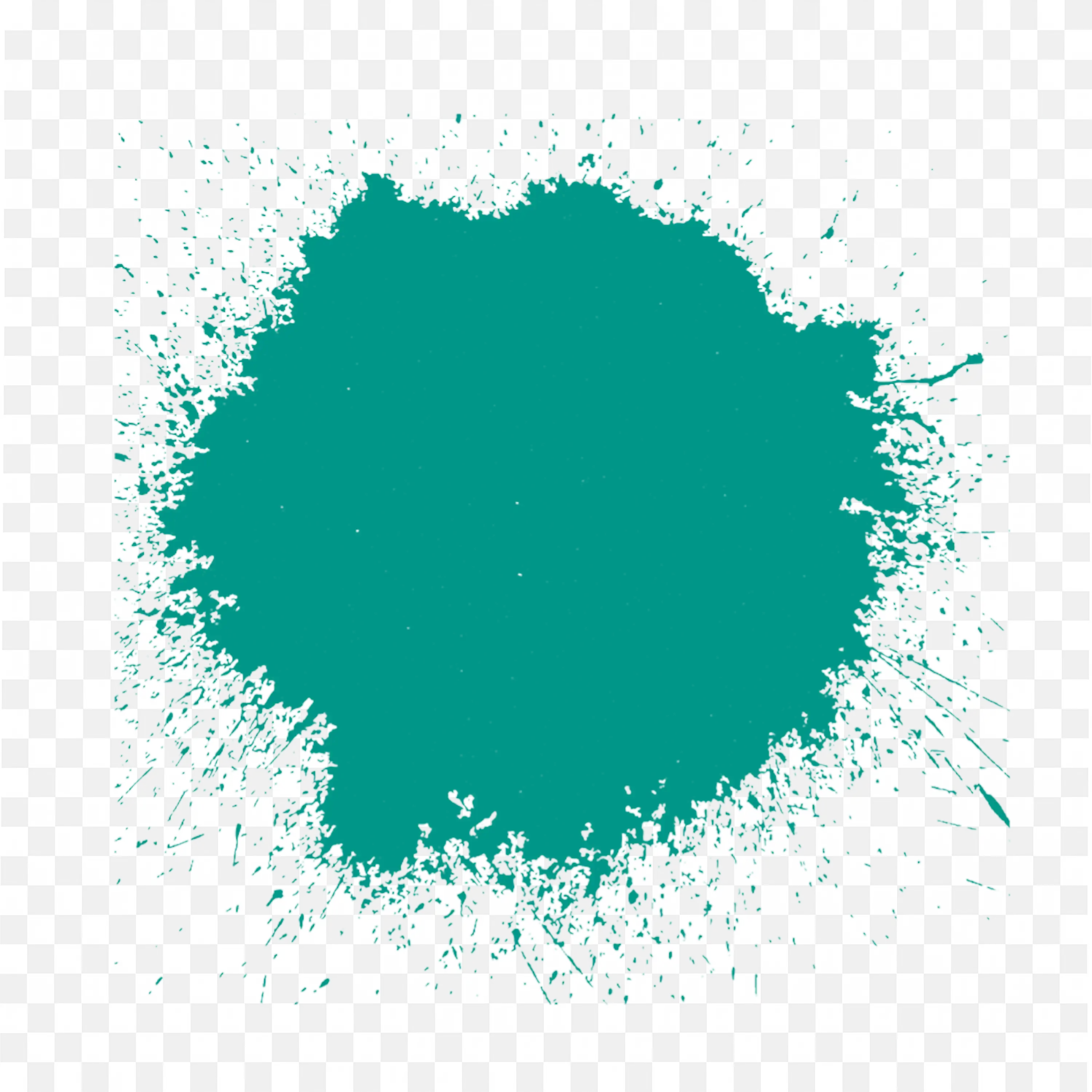 Teal Paint Splatter with Rough Edges on Clean White PNG
