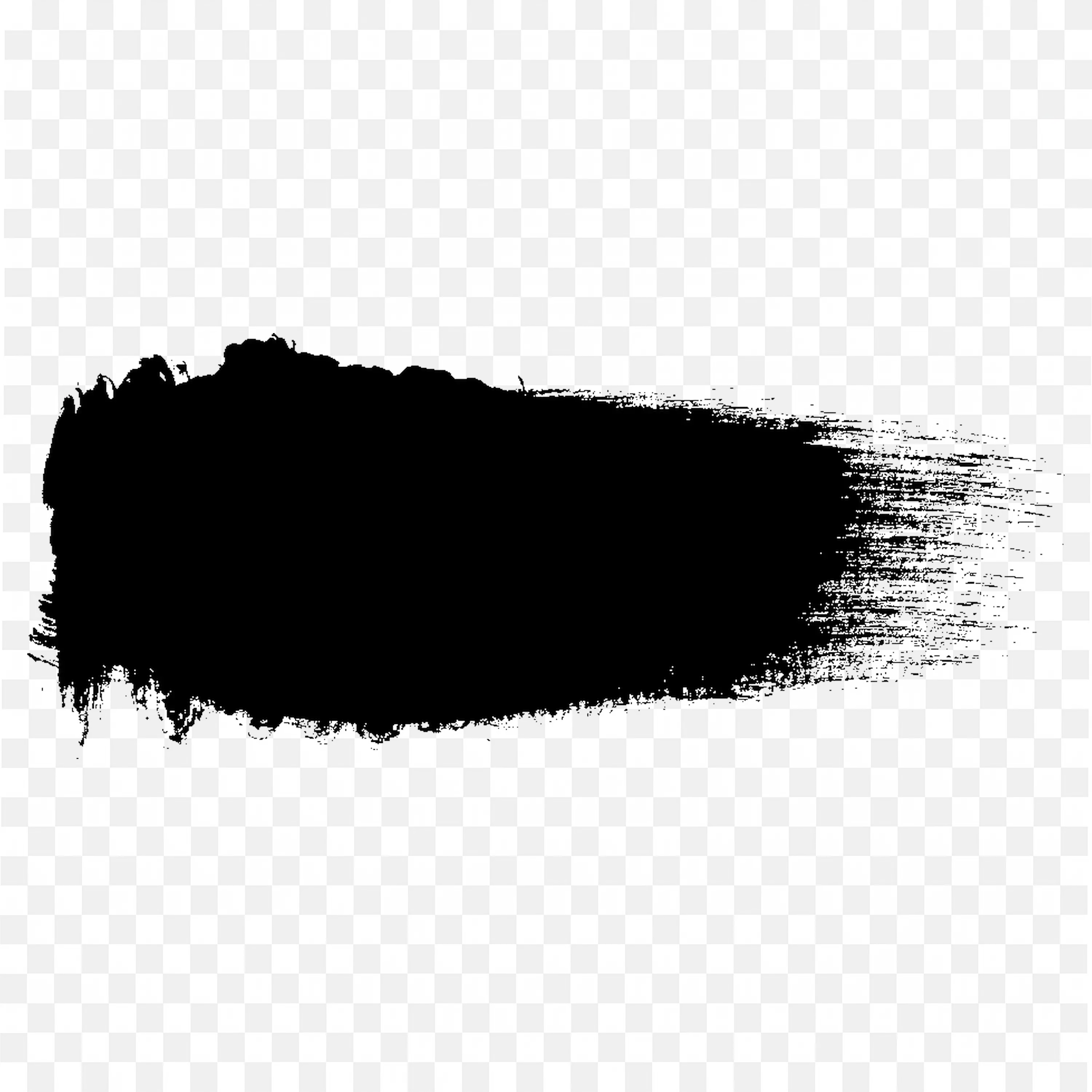 Thick Black Paint Brush Stroke with Textured Edges PNG