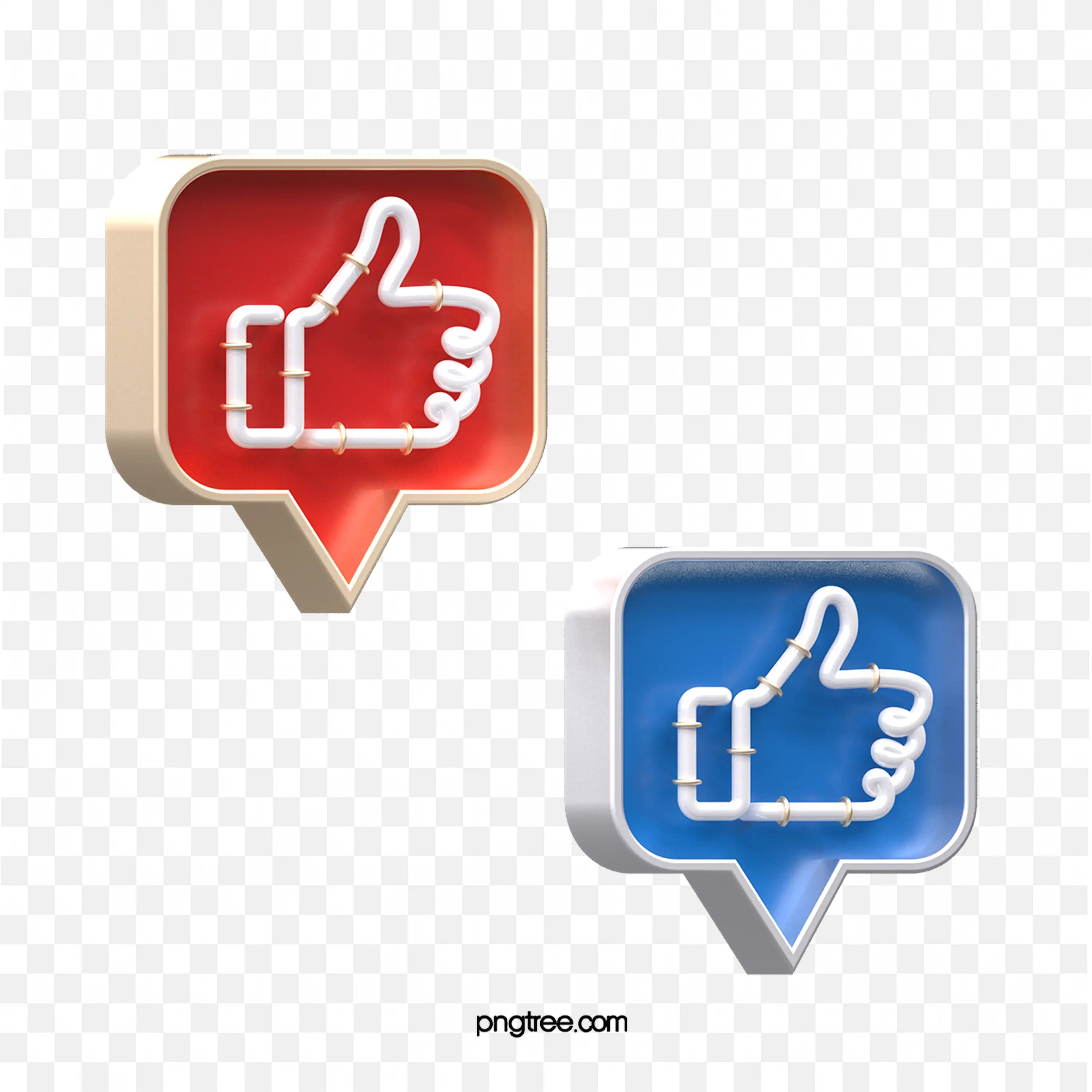 Thumbs Up Icons in Red and Blue Free PNG Image Download
