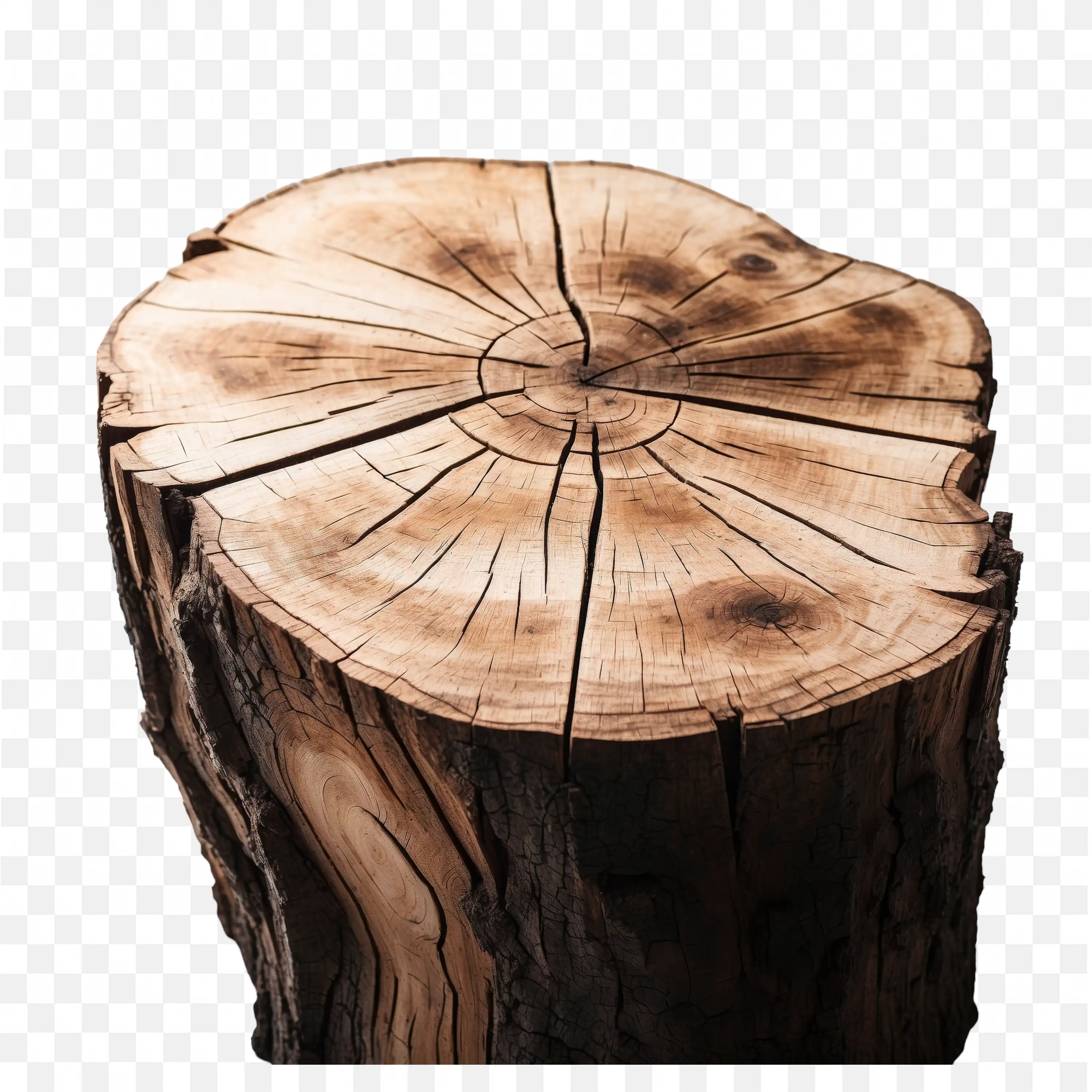 Tree Stump with Cracked Wood Texture Clip Art Free PNG