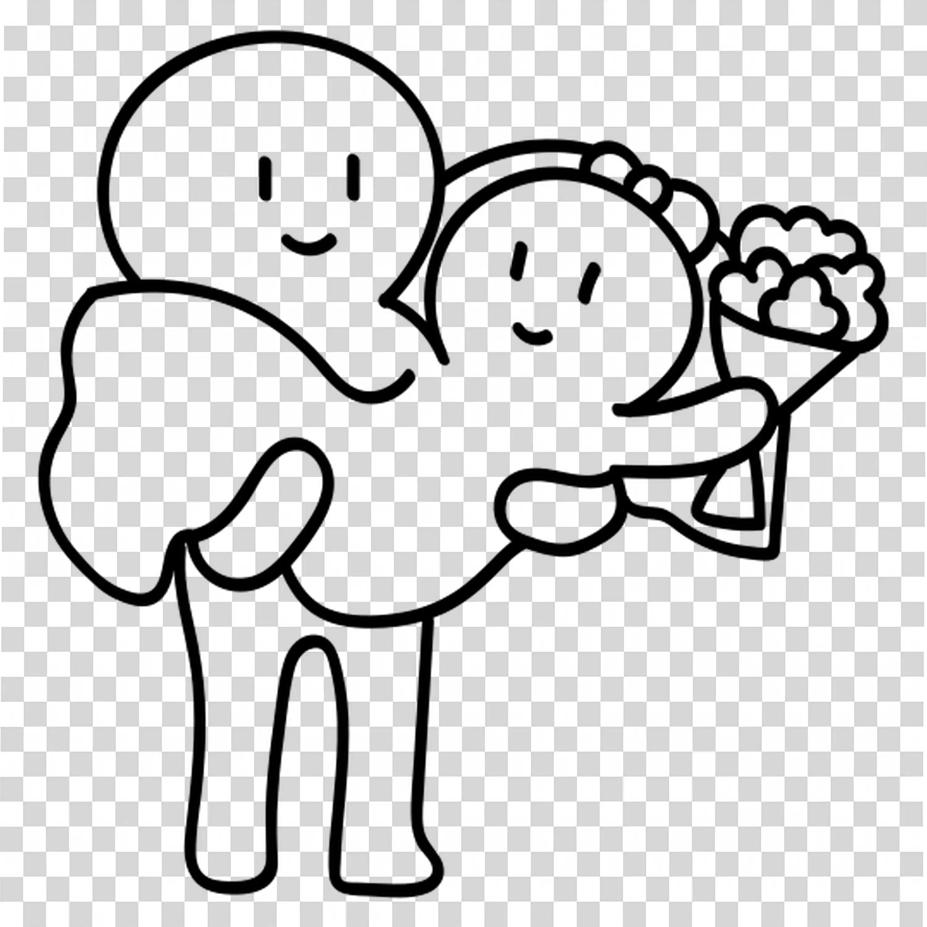 Two characters hugging with big happy smiles PNG image