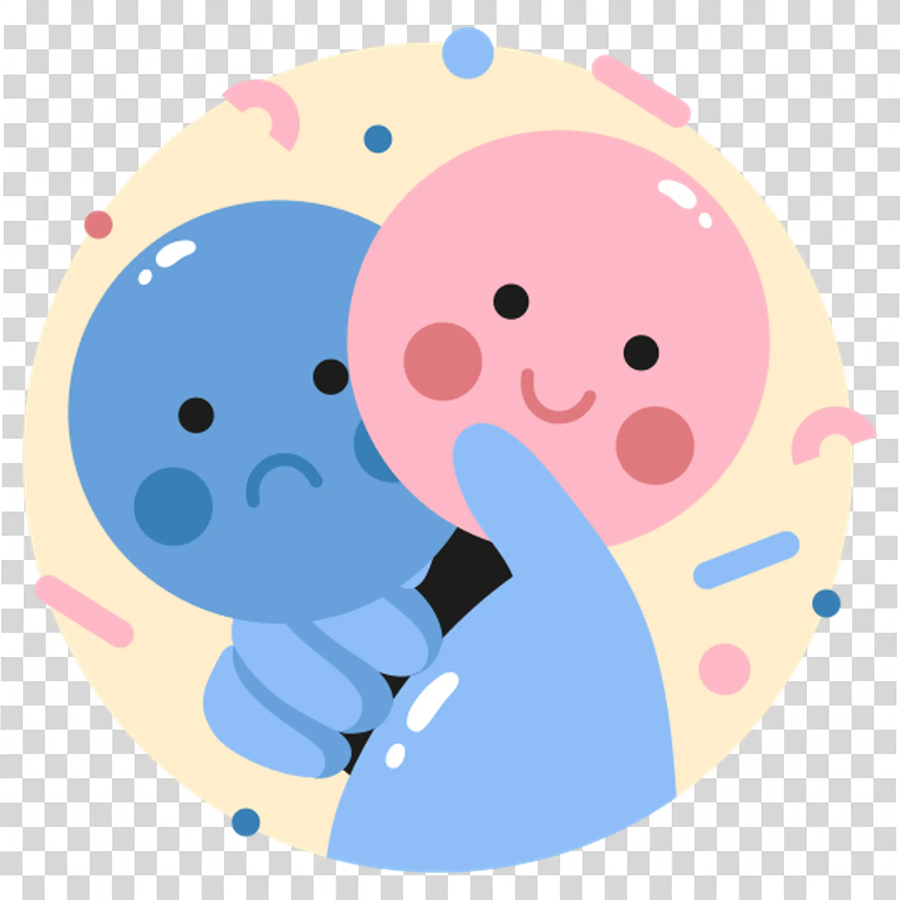 Two characters in playful interaction with vibrant colors