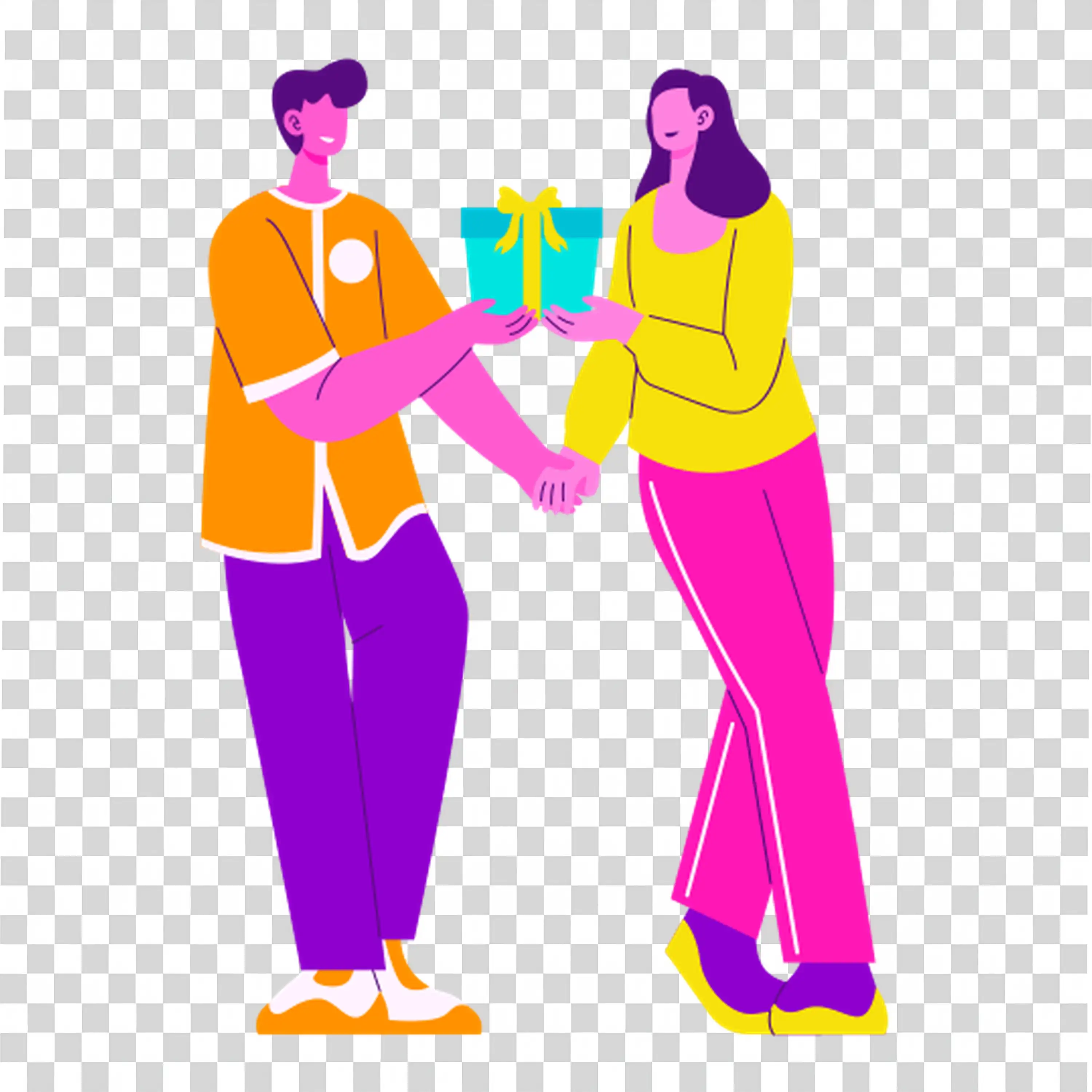 Two friends playfully giving high five with joy PNG