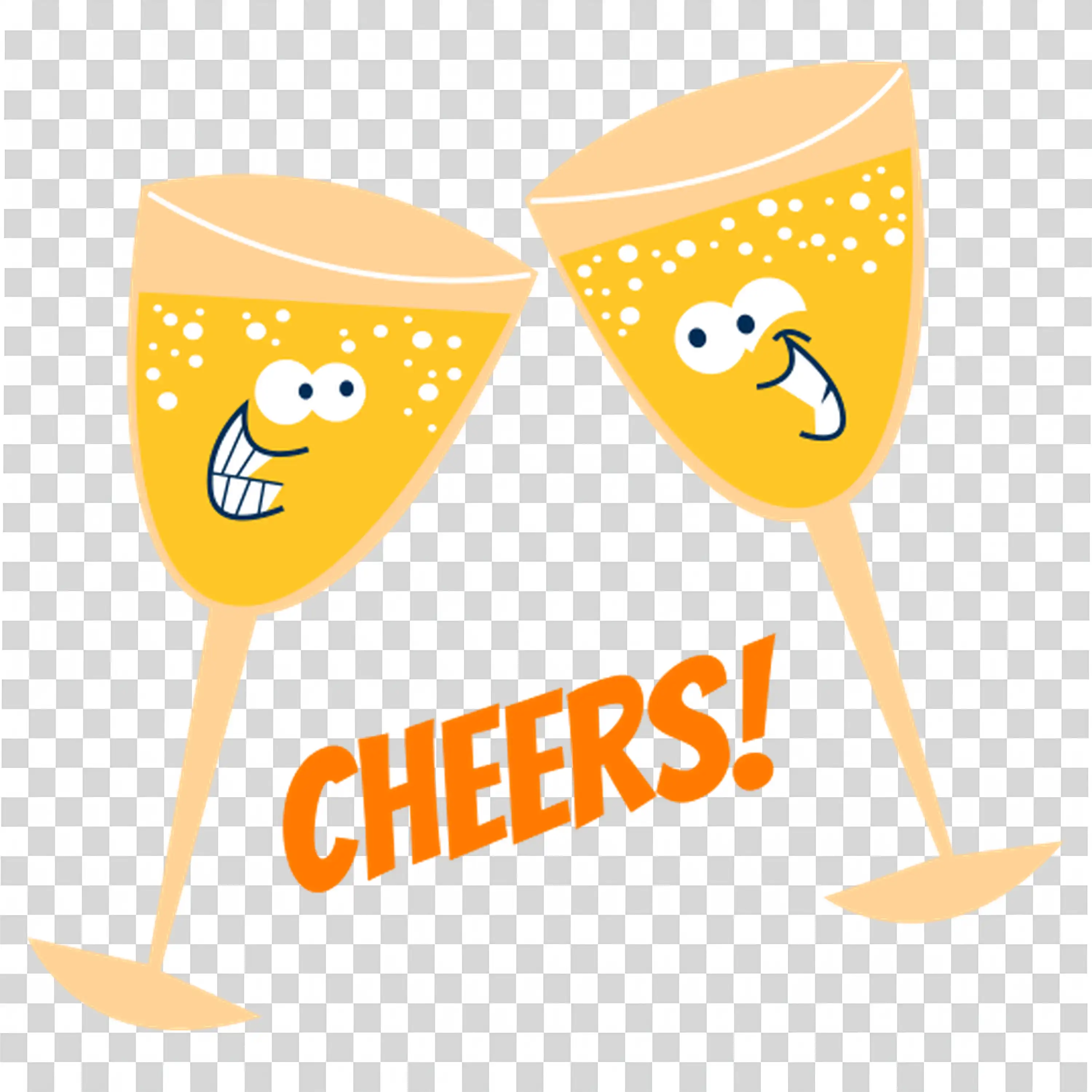 Two Glasses Clinking Together For Happy Cheers free PNG