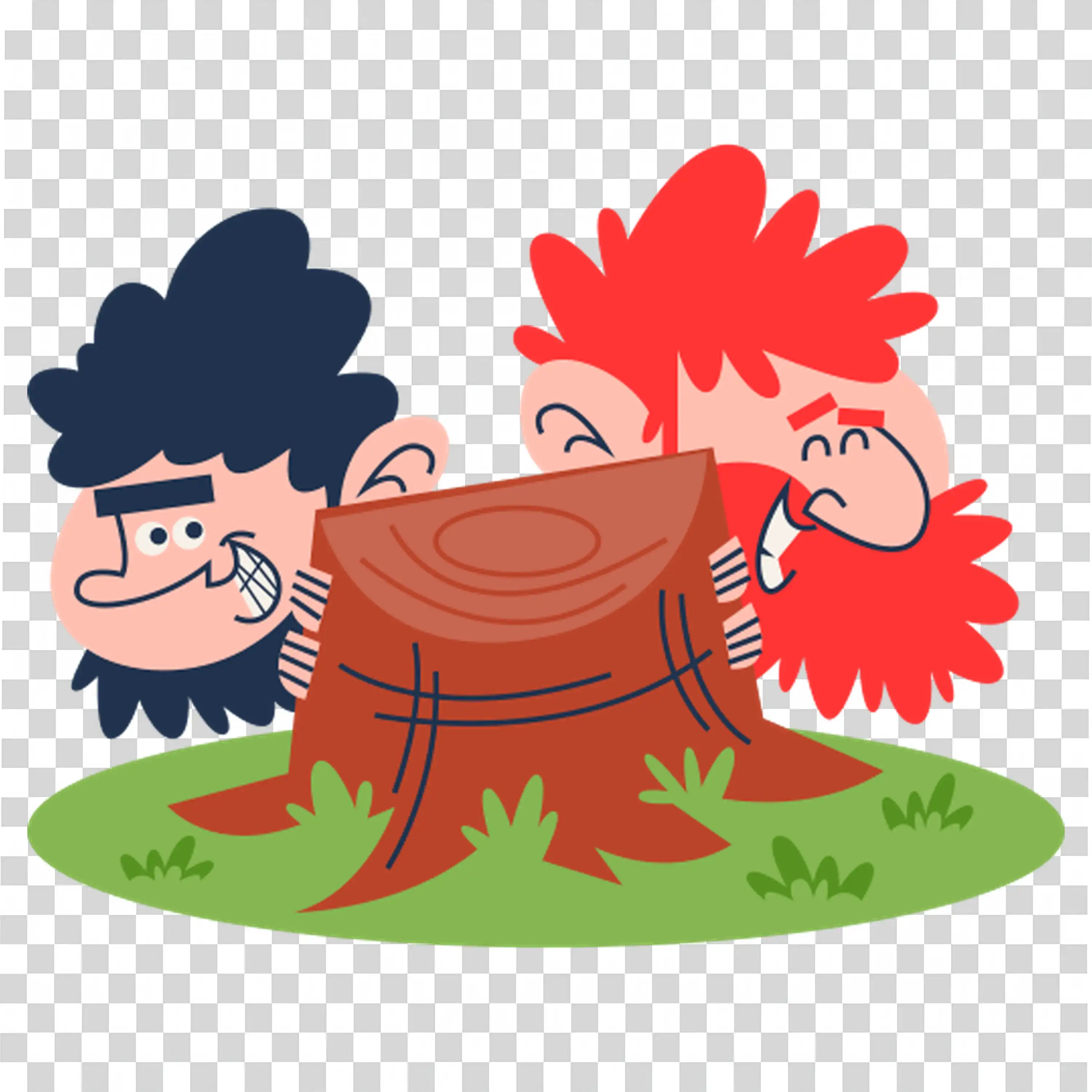 Two Men Wrestling Near Campfire and Tree Outdoors PNG