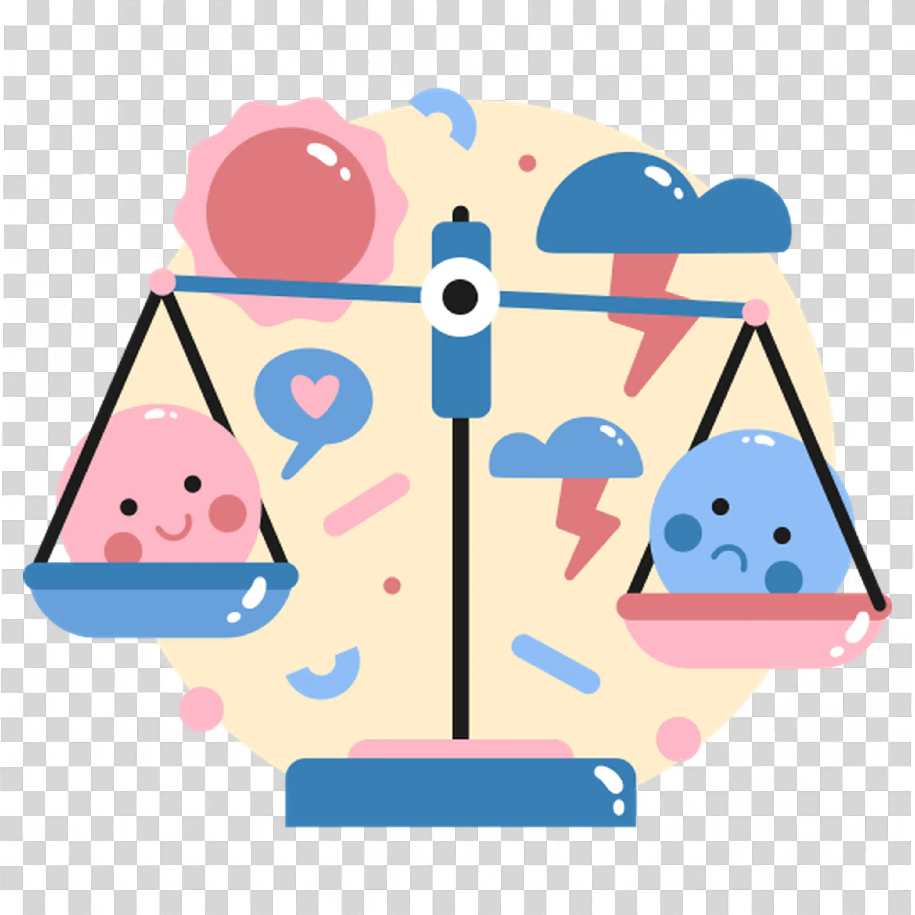 Two scale characters showing balance and law symbol theme