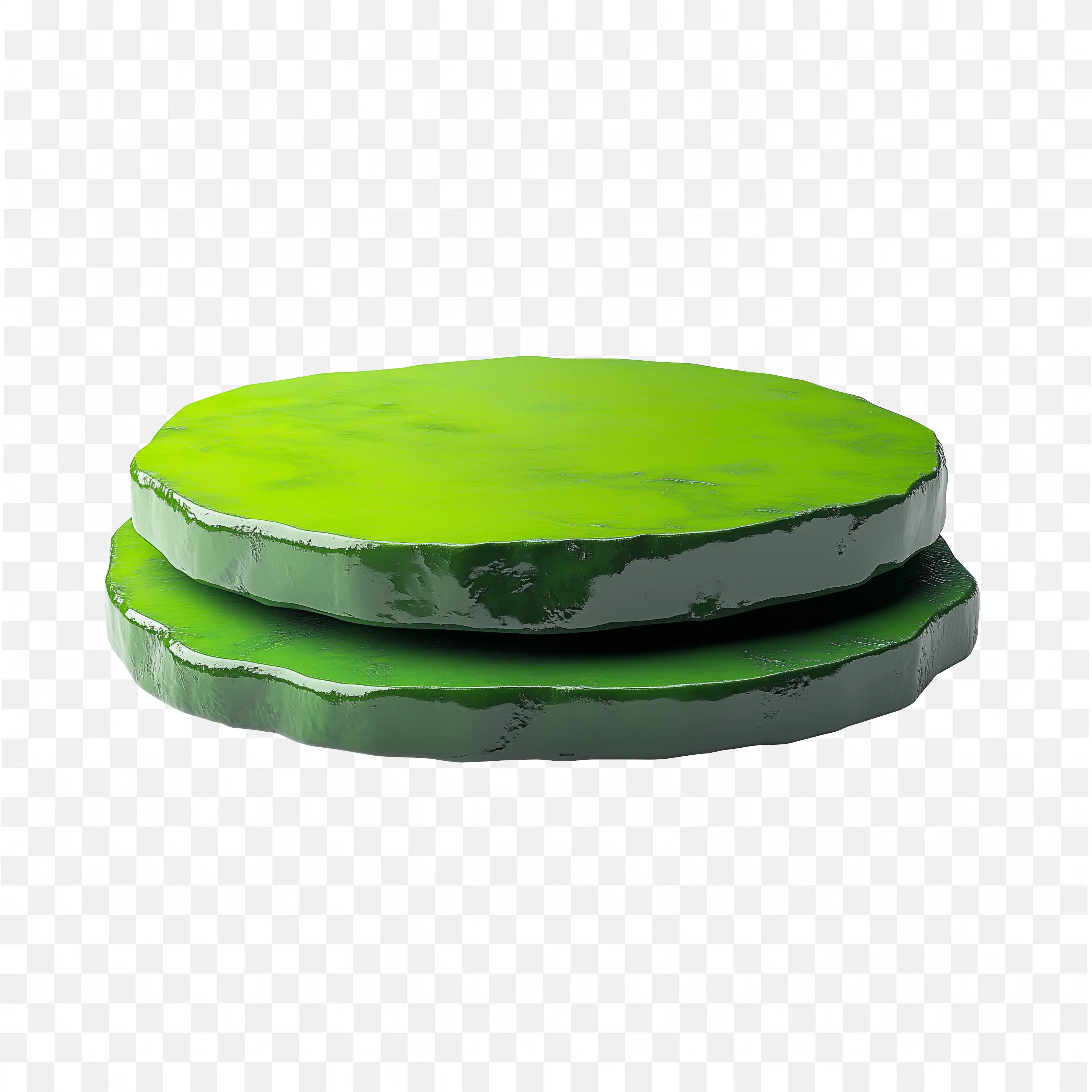 Two Shiny Green Metallic Discs Stacked Clip Art Free PNG