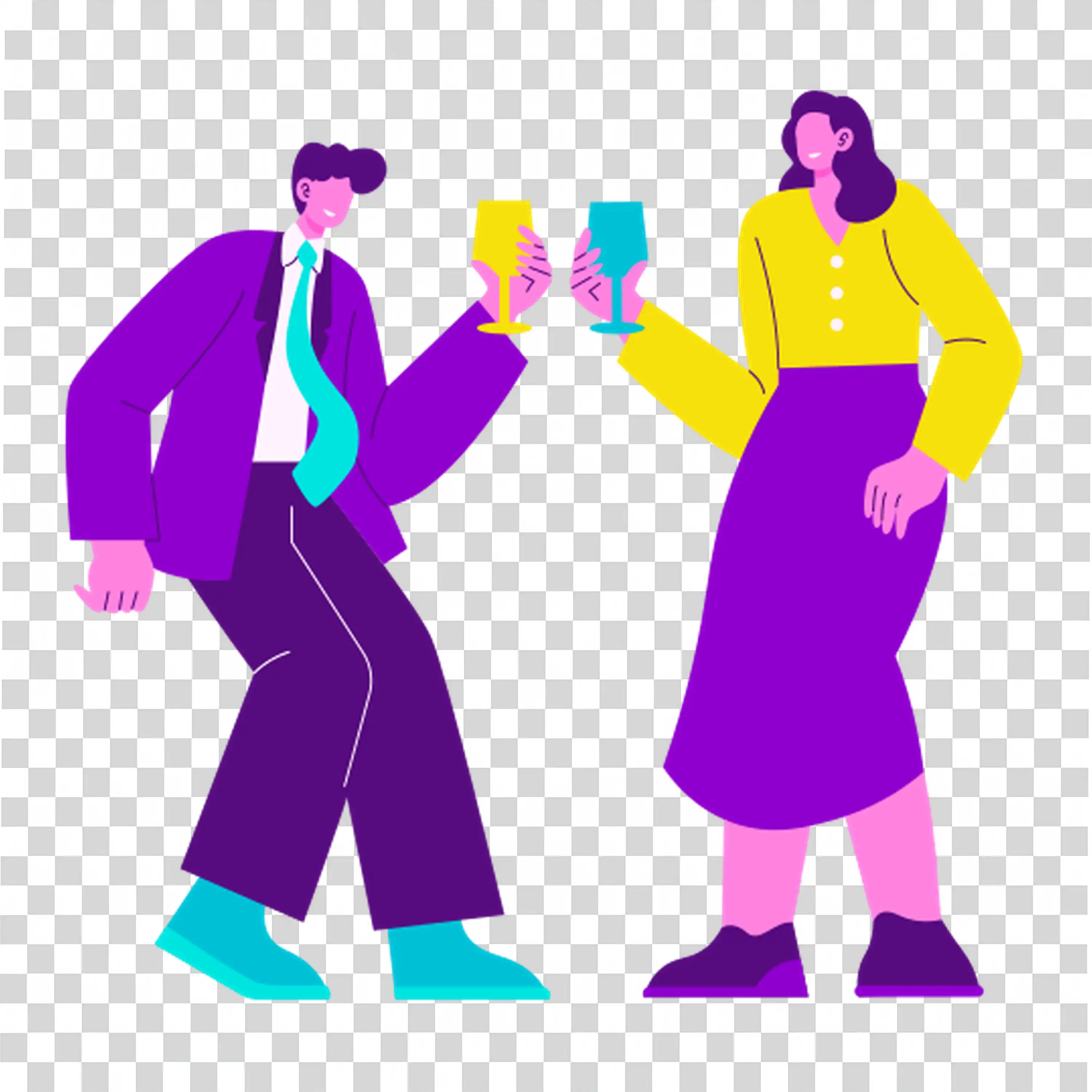 Two stylish women dancing happily with funky poses