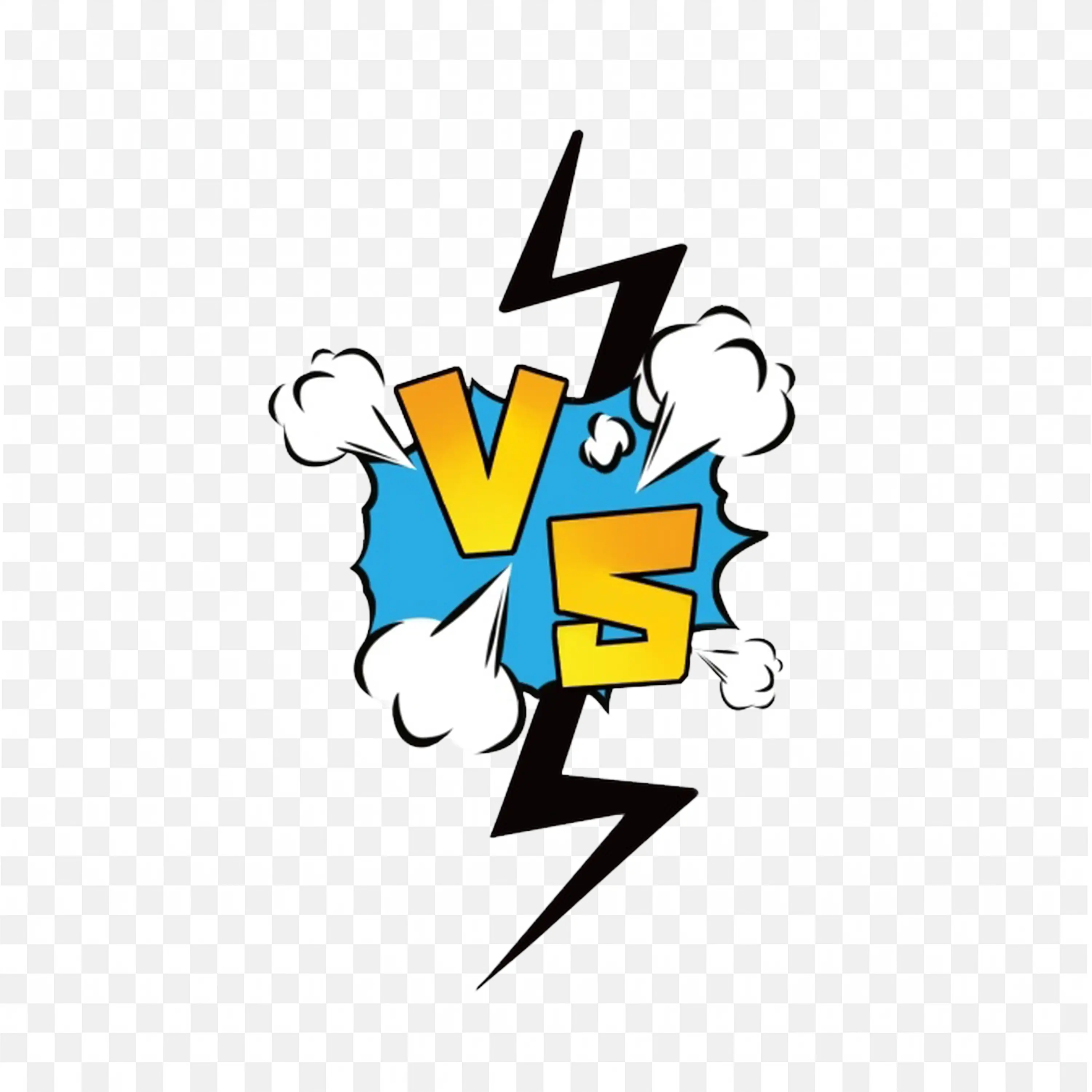 Versus Logo with Explosive Blue and Yellow Comic Style PNG