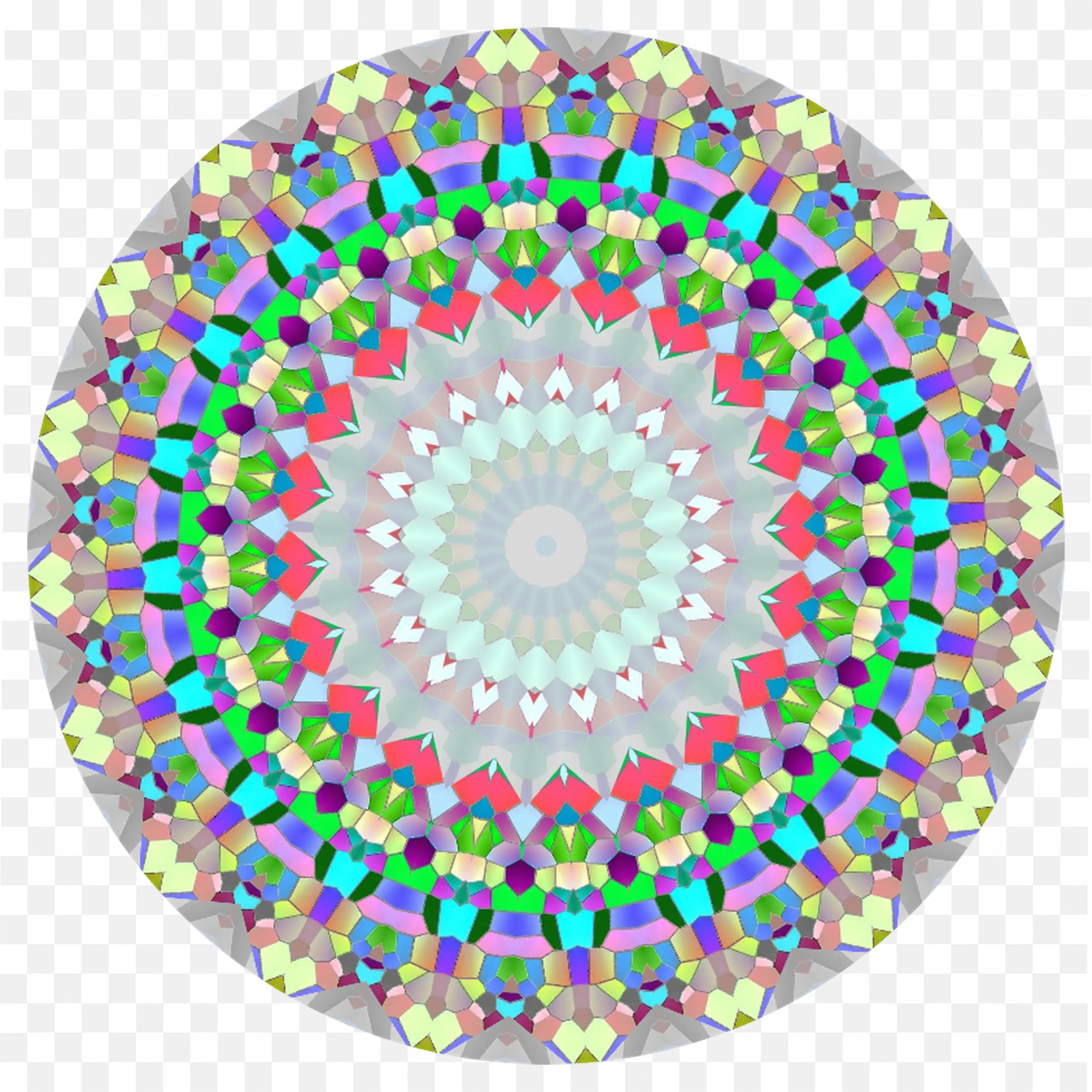 Vibrant Mosaic Mandala with Pastel and Bright Colours PNG