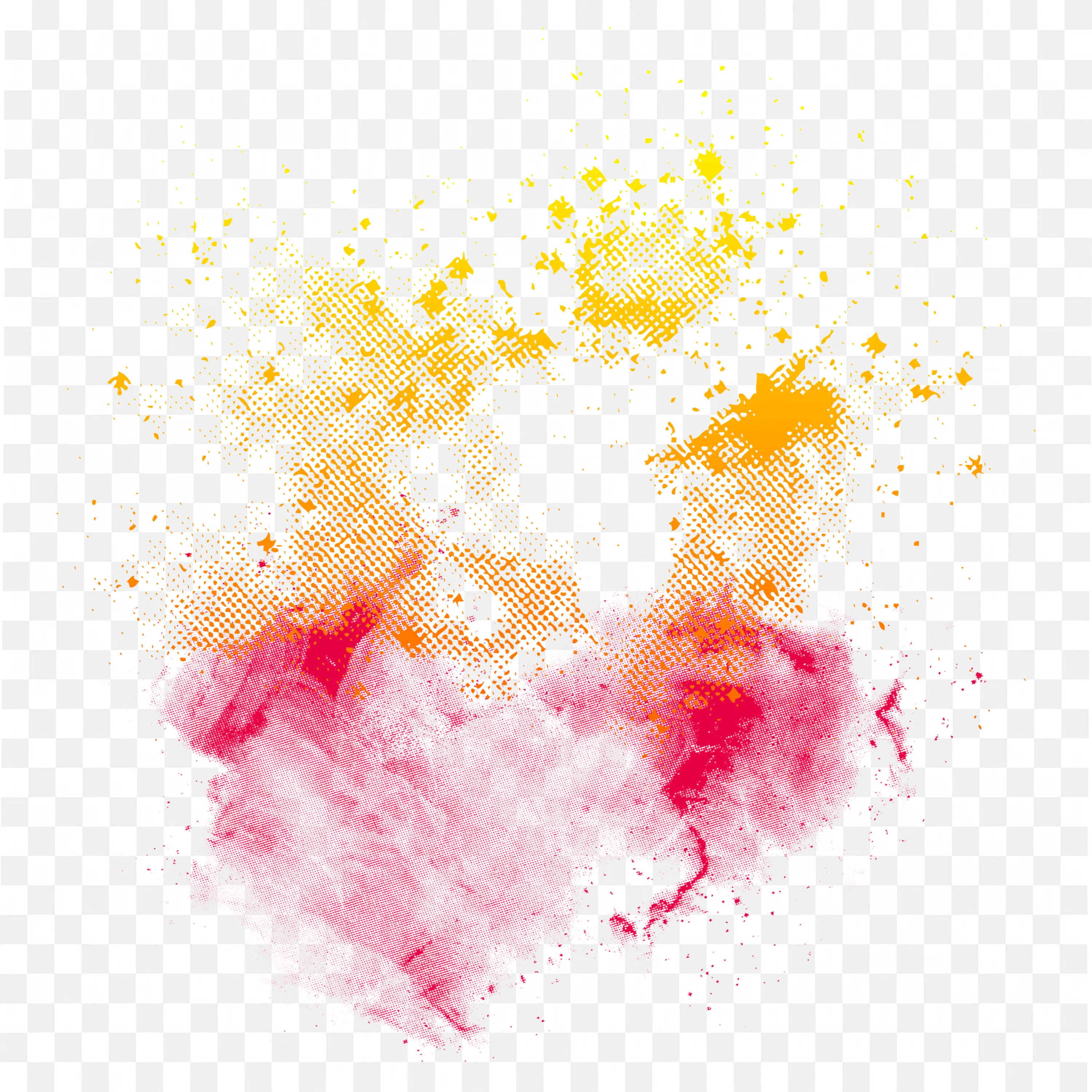 Vibrant Pink and Yellow Powder Splash on White Backdrop