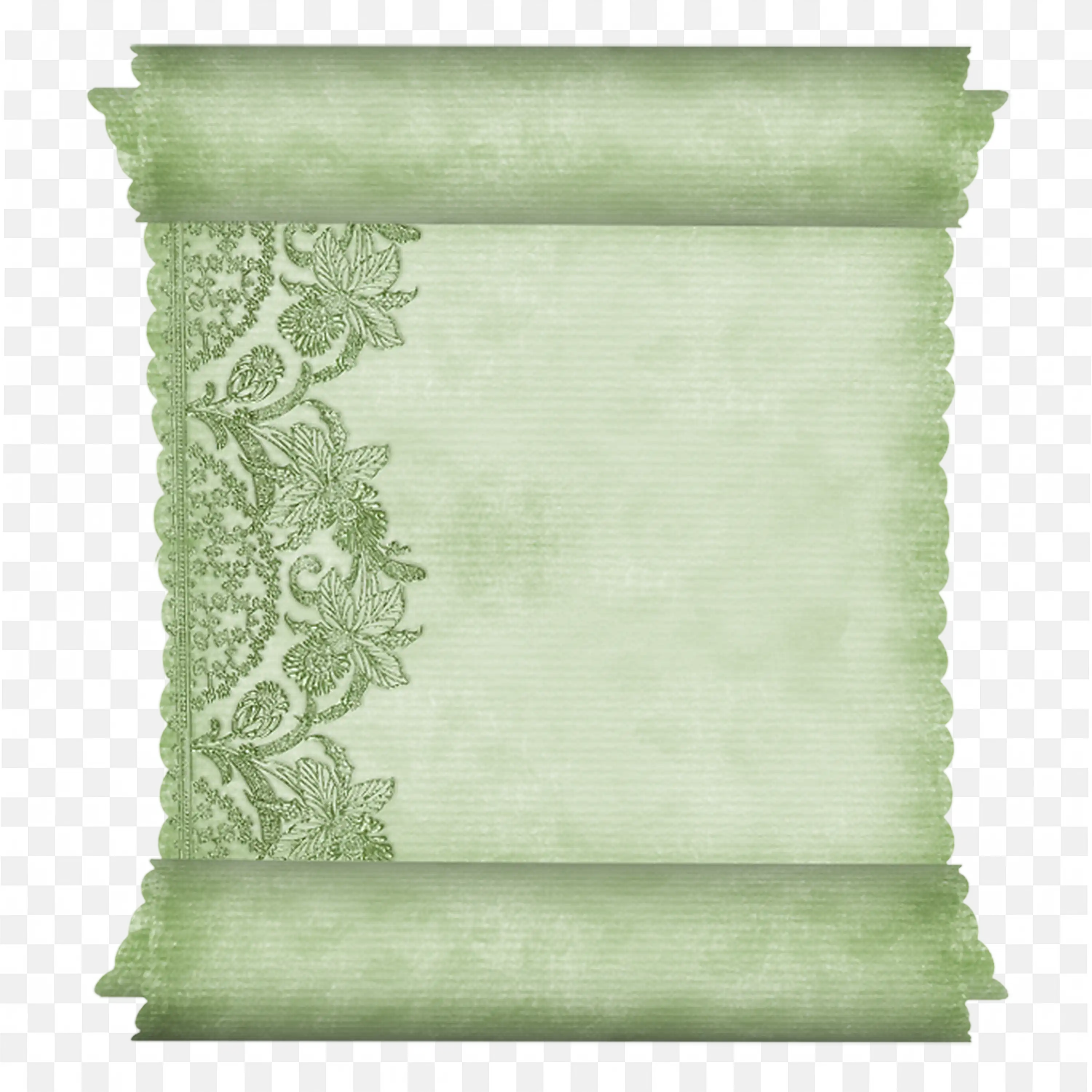 Vintage Green Parchment Paper with Lace Border Clip Art