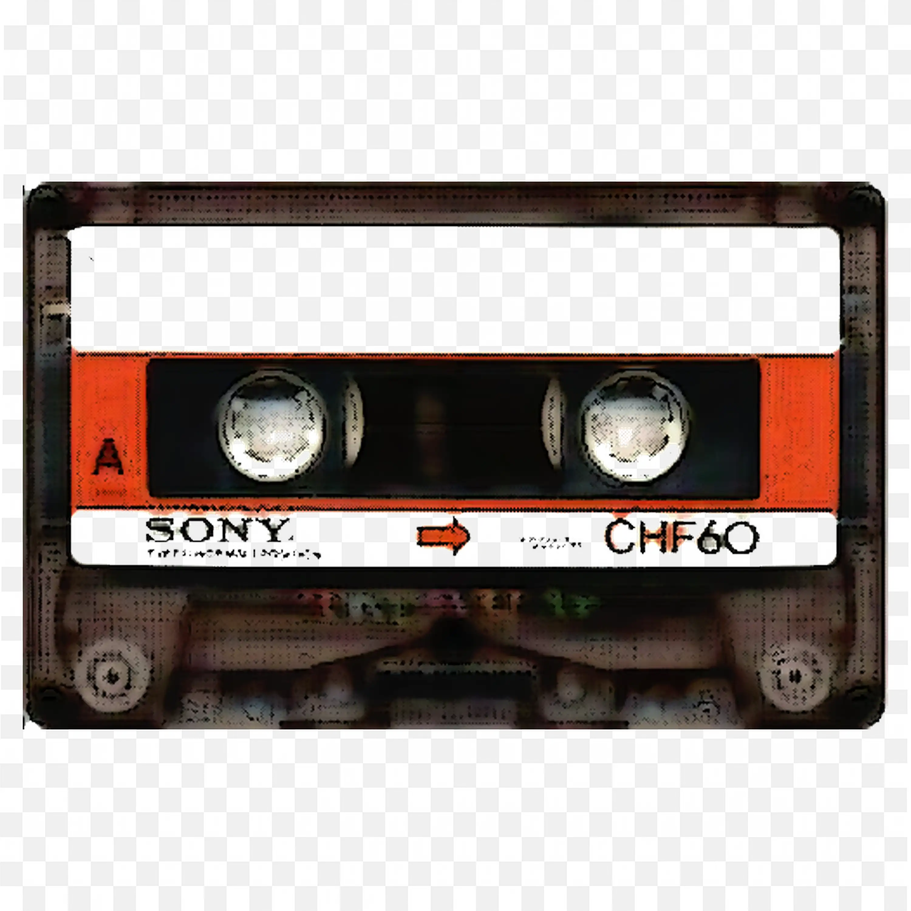 Vintage Sony Cassette Tape with Orange and Black PNG Image