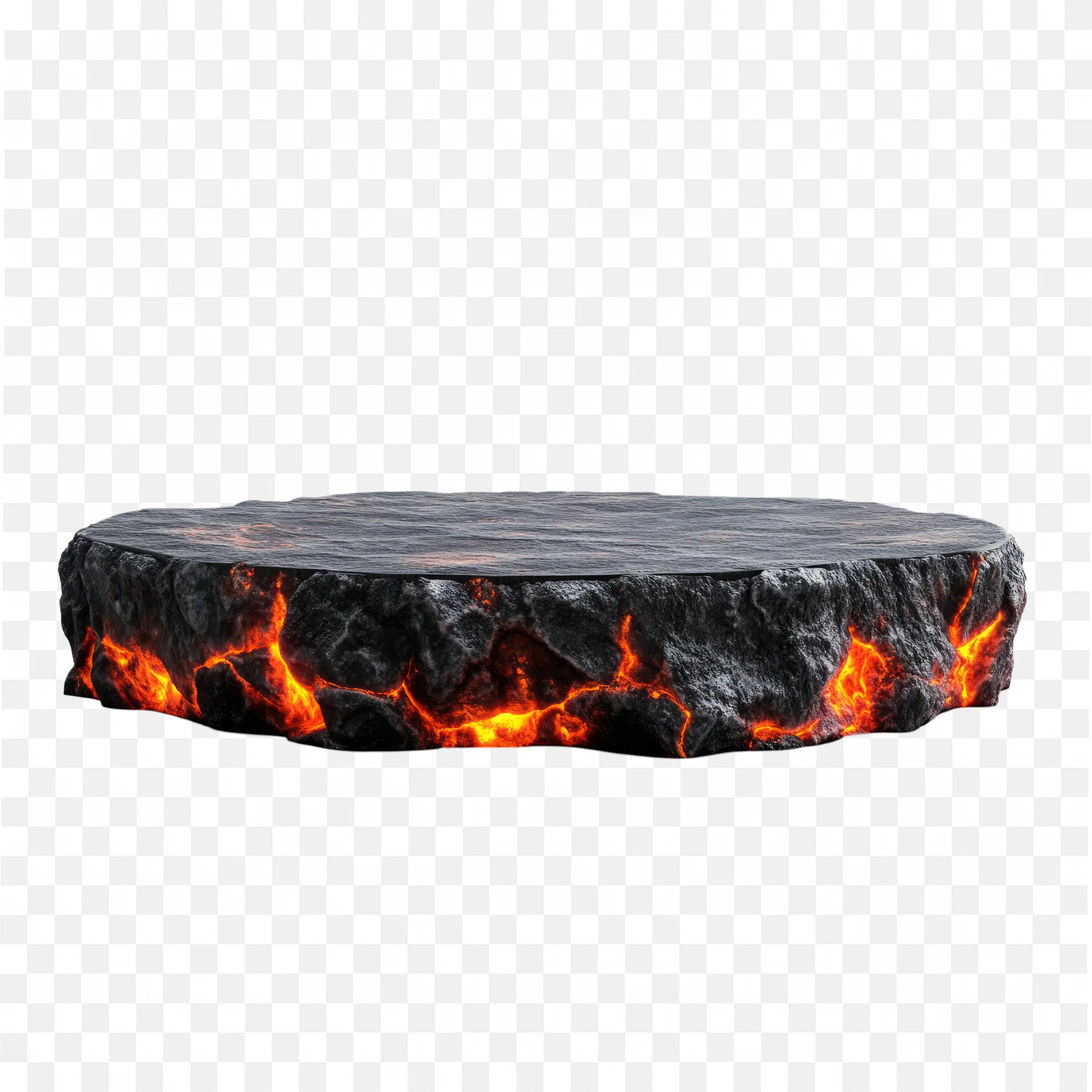 Volcanic Lava Rock Base with Fiery Glowing Cracks Side PNG