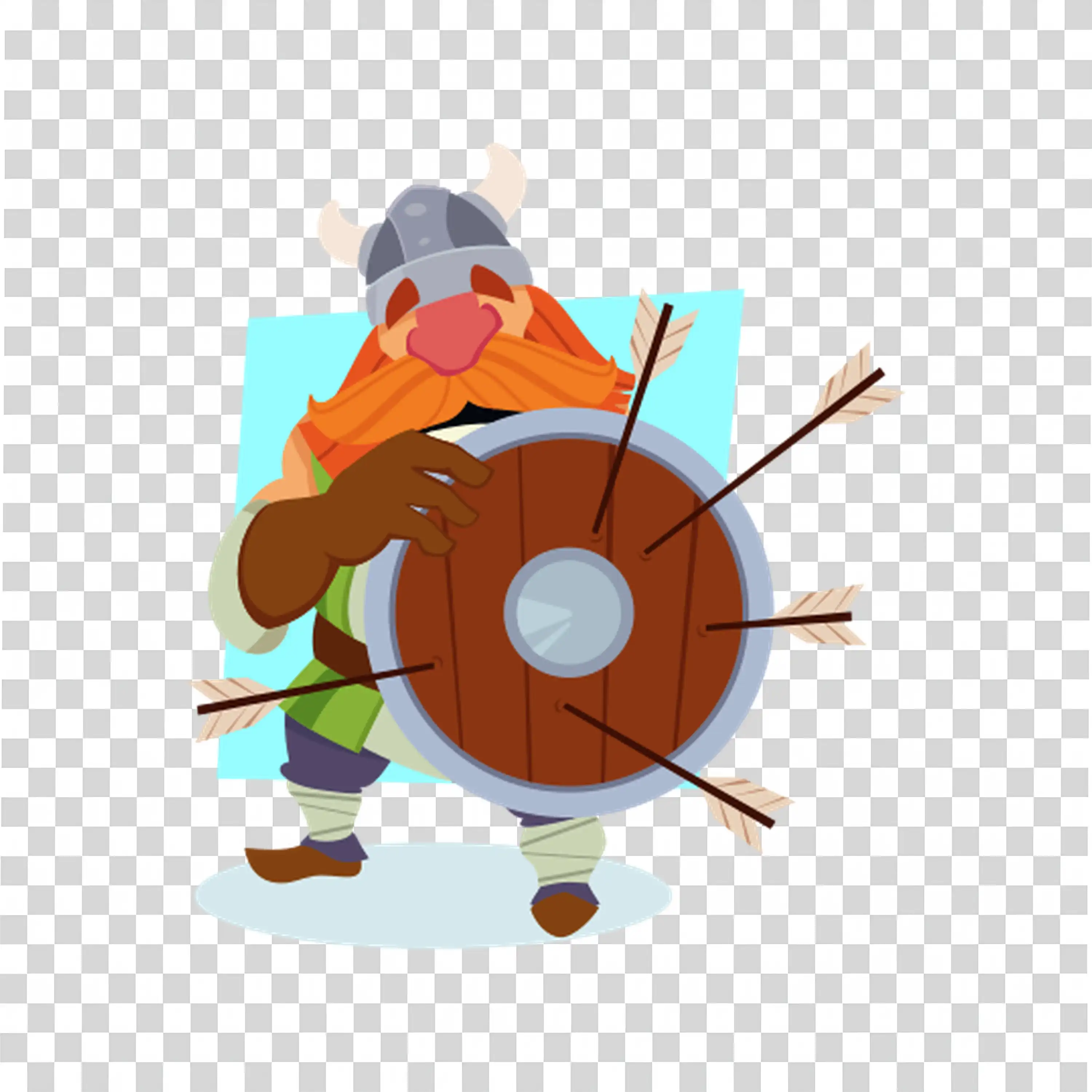 Warrior with sword and shield in battle pose PNG download