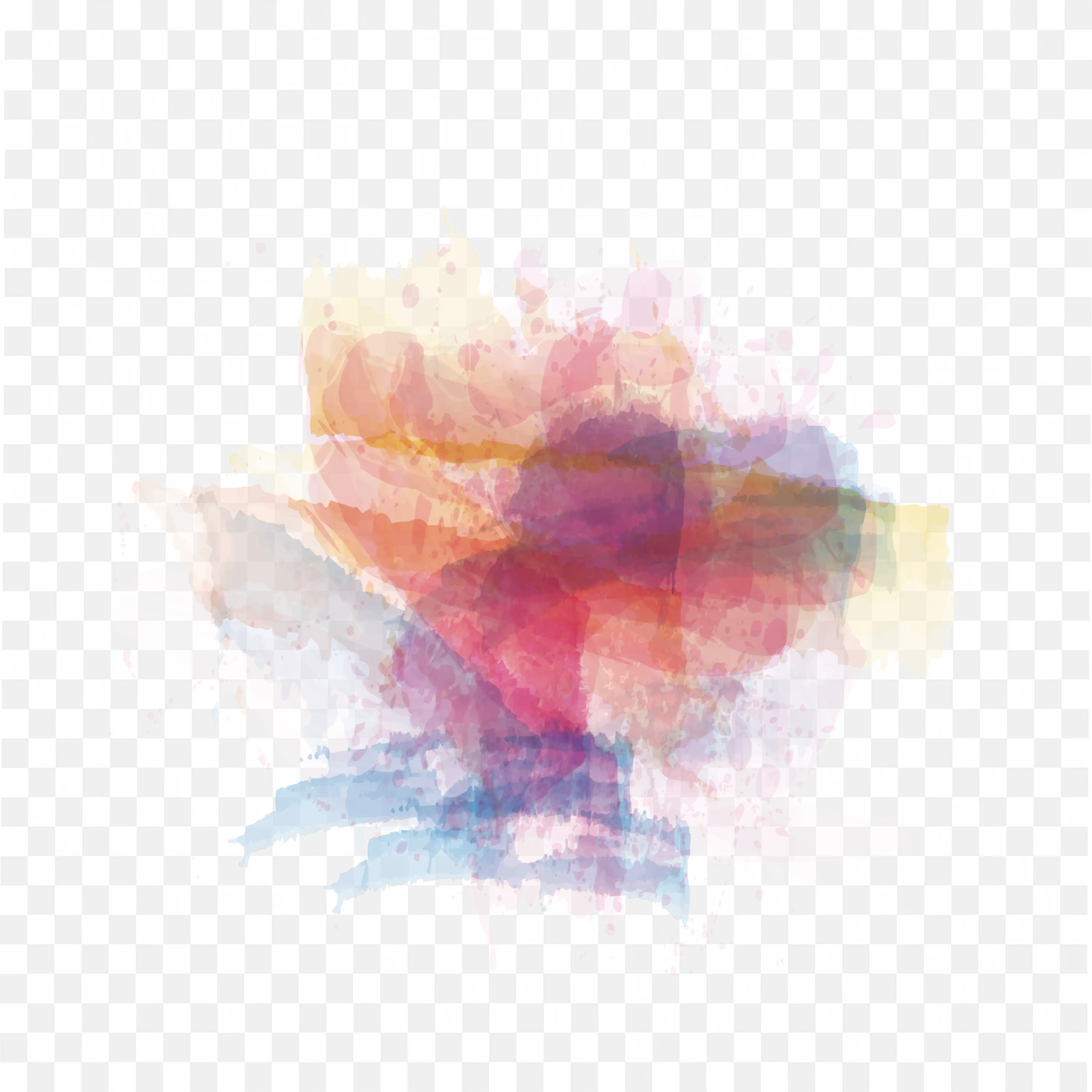 Watercolour Splash in Pastel Shades on White Free PNG Image
