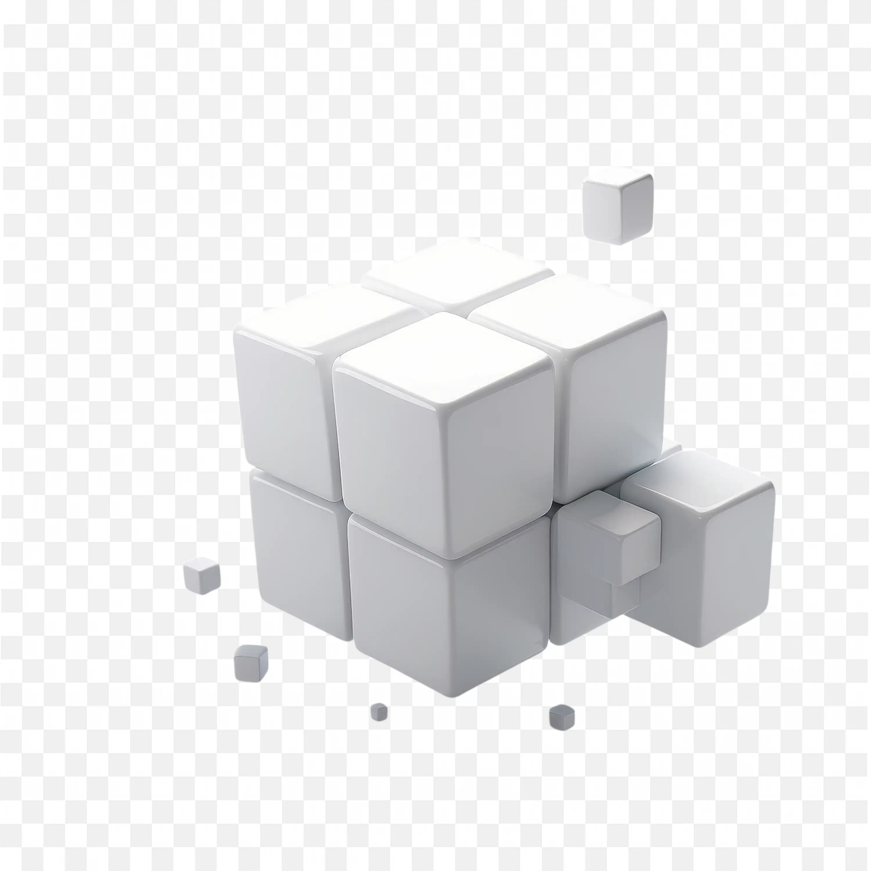 White 3D Cubes Forming a Digital Structure Clip Art PNG