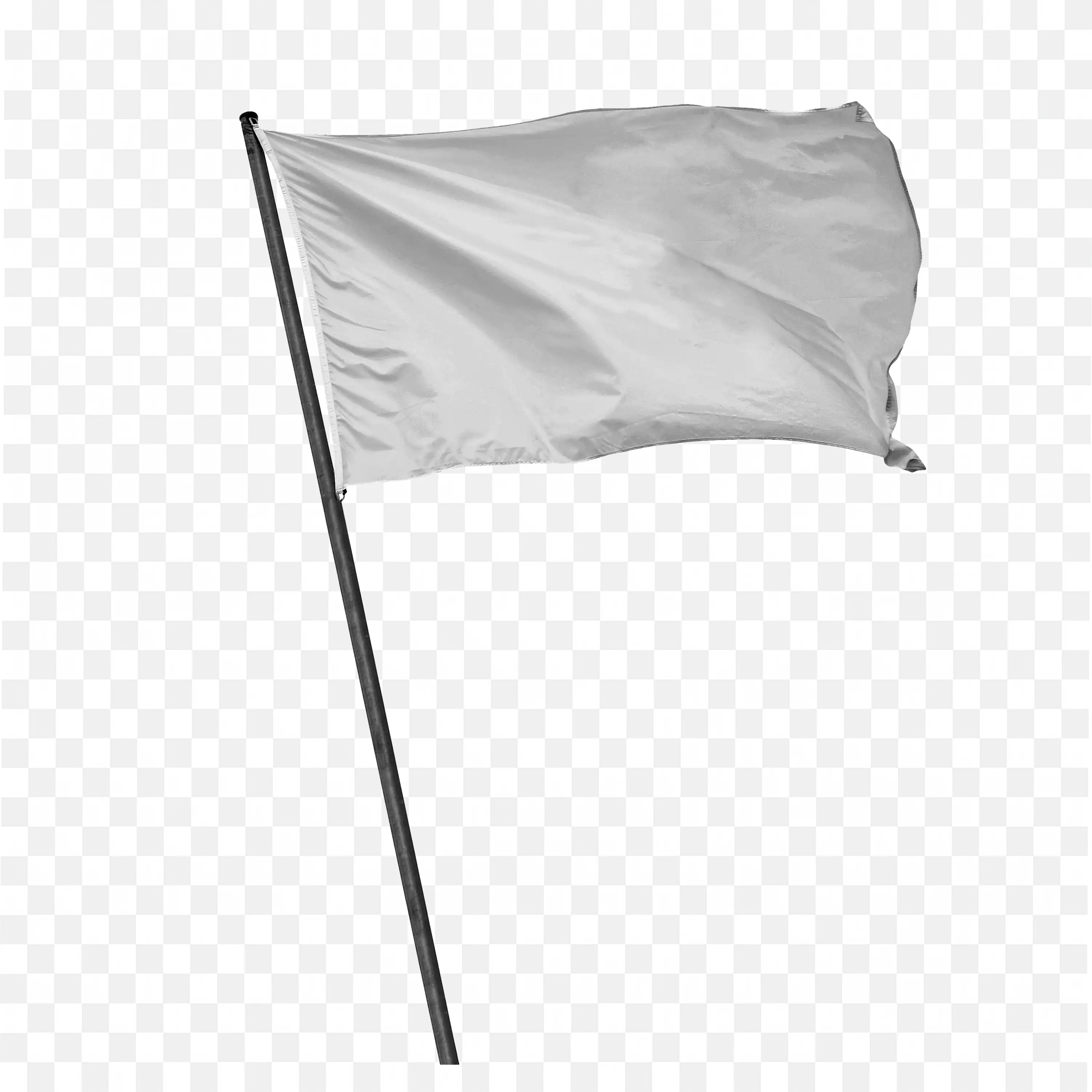 White Flag Waving on a Black Pole Free PNG Download