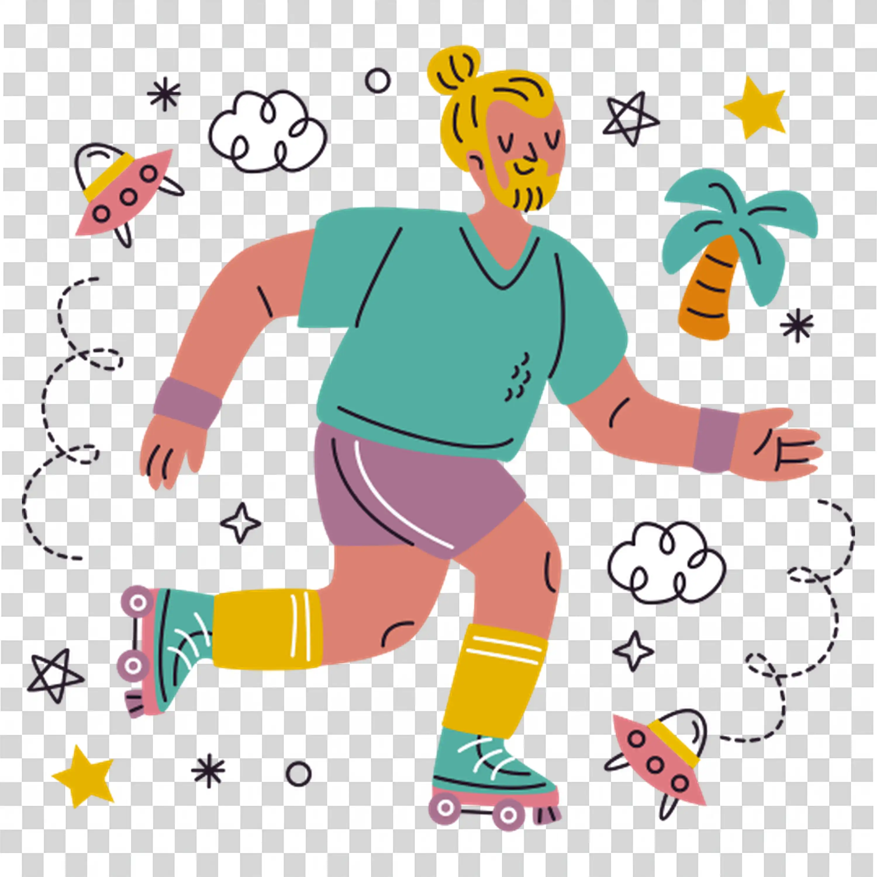 Woman dancing freely with joy and sparkles fly free PNG