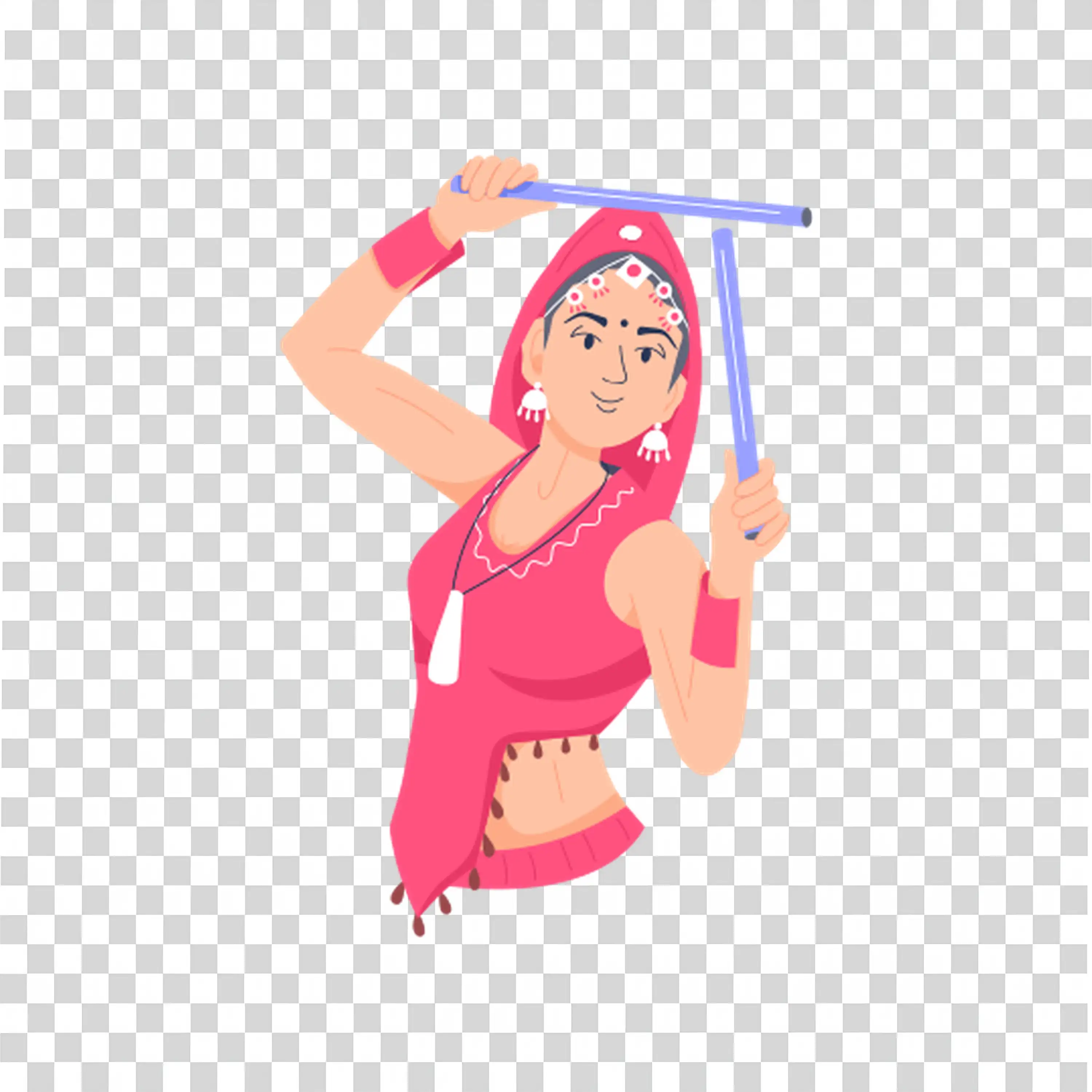 Woman Dancing Happily Wearing Traditional Dress PNG