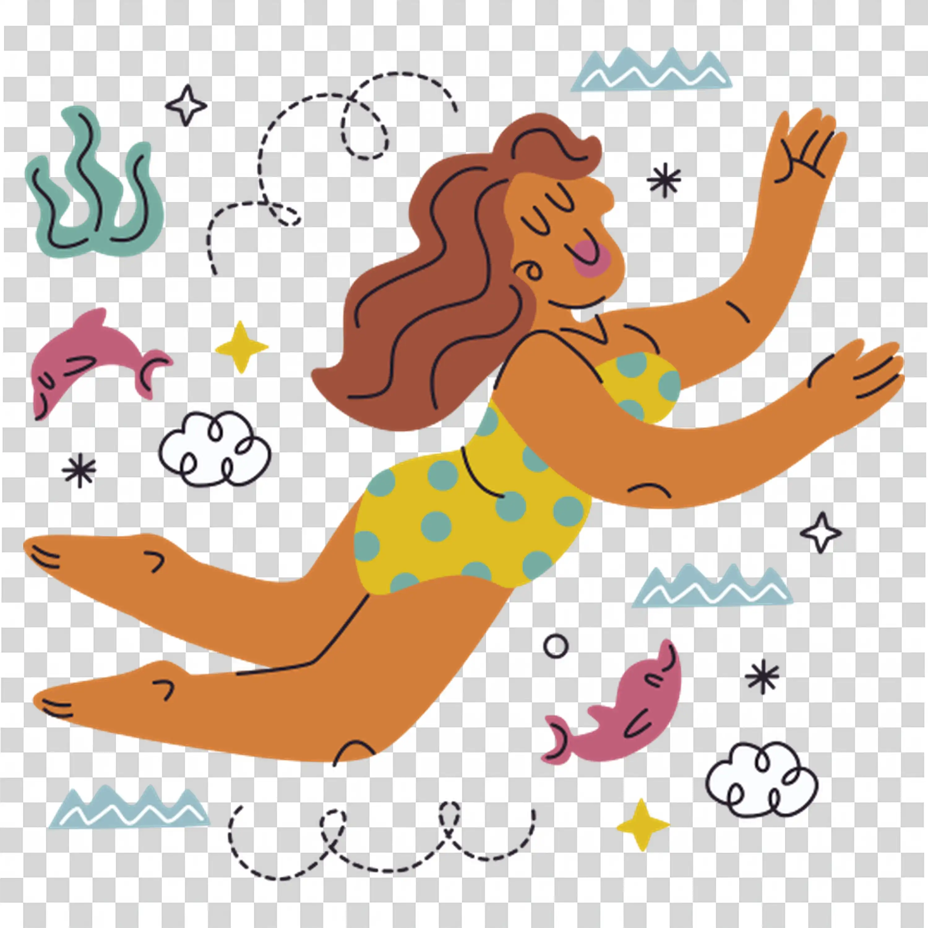 Woman Dancing Joyfully Surrounded by Music and Notes