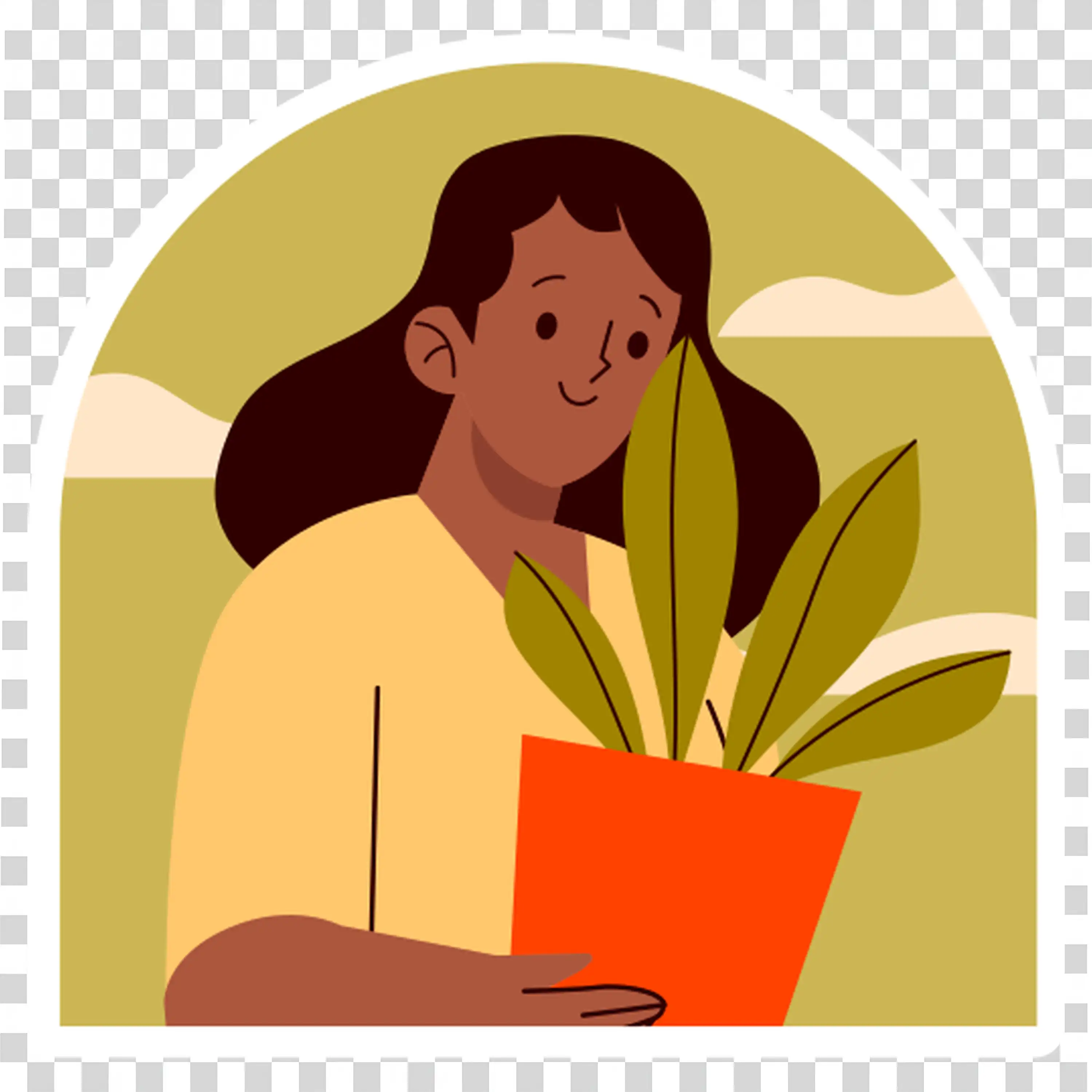 Woman enjoying indoor gardening moment with plants