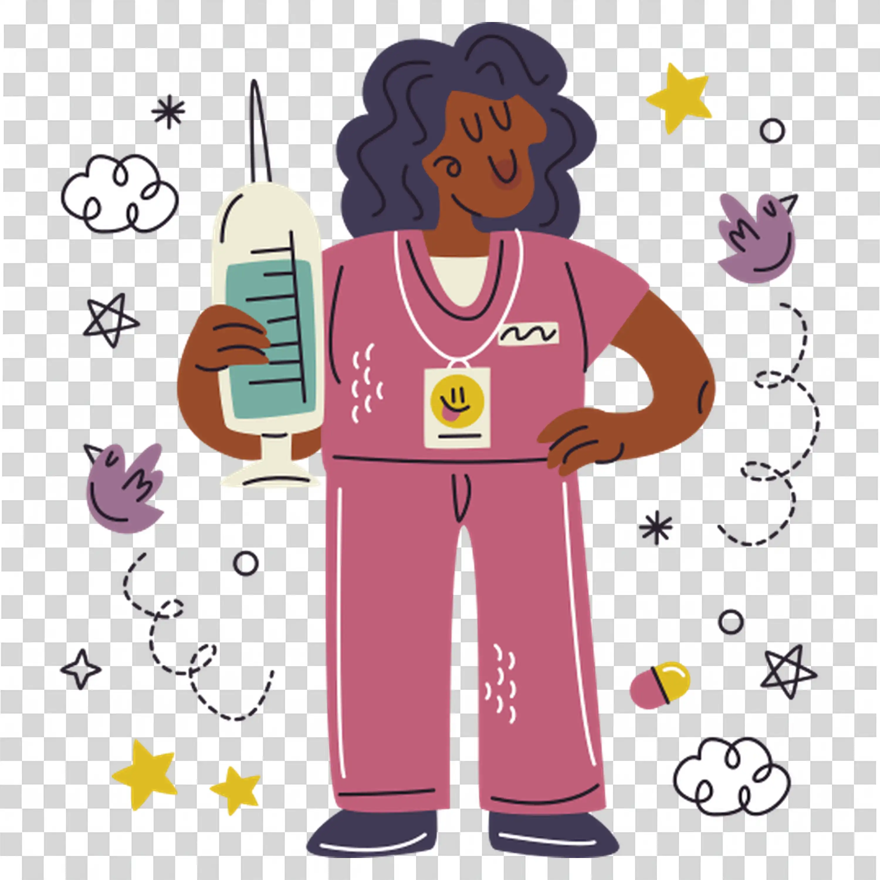 Woman Giving Presentation Surrounded by Digital Icons