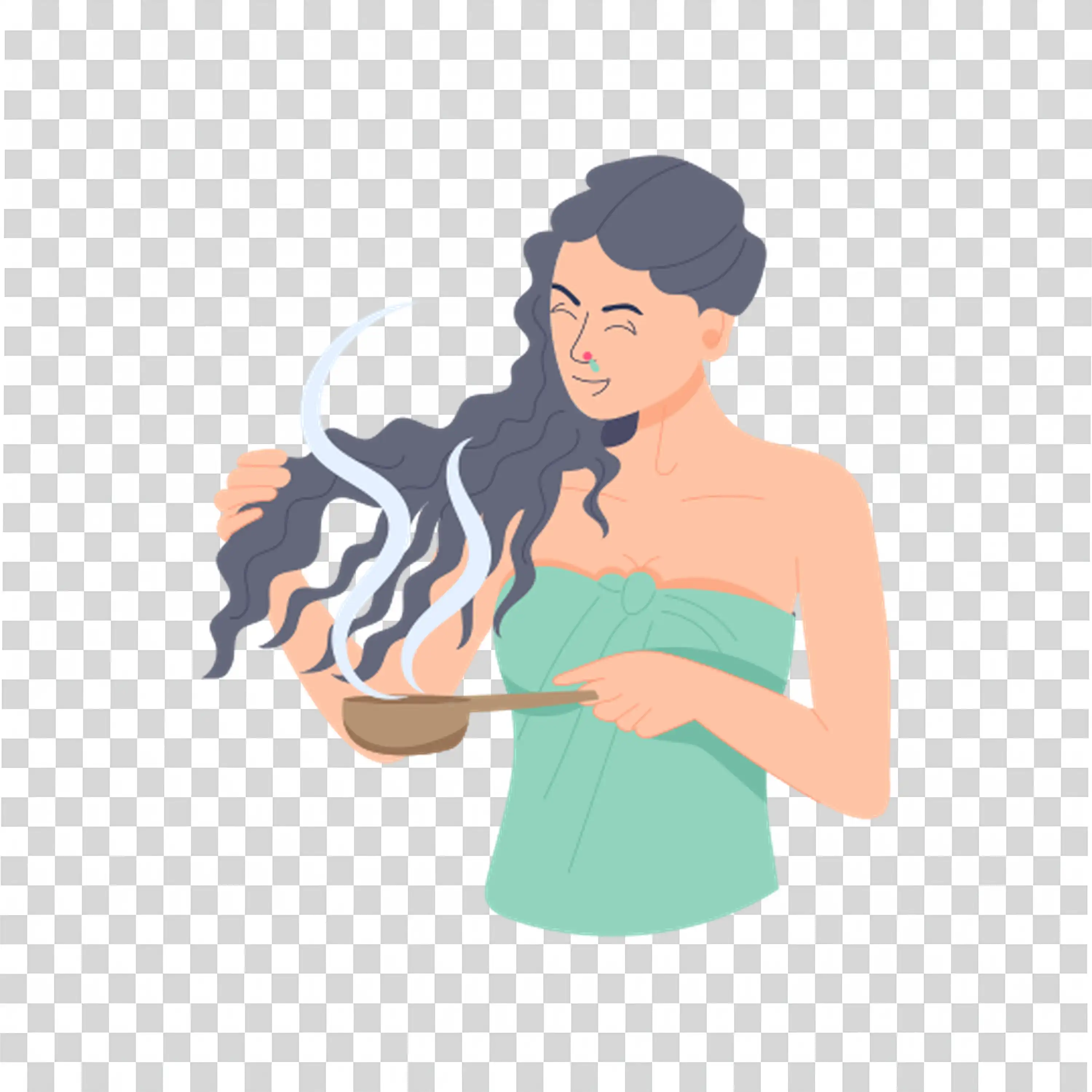 Woman holding a black and white cat lovingly free PNG
