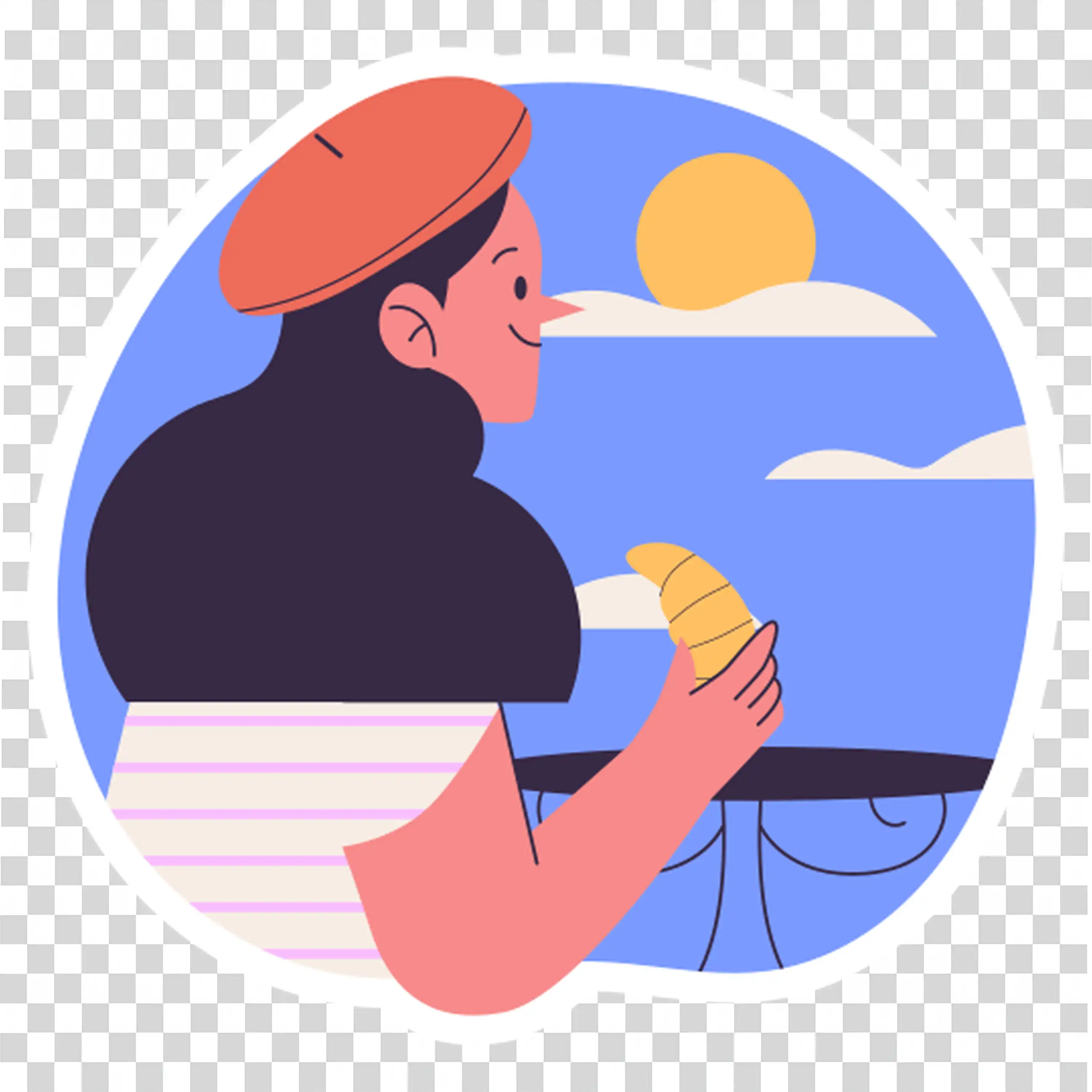 Woman Holding Baby Looking Out at Sunset on Beach PNG