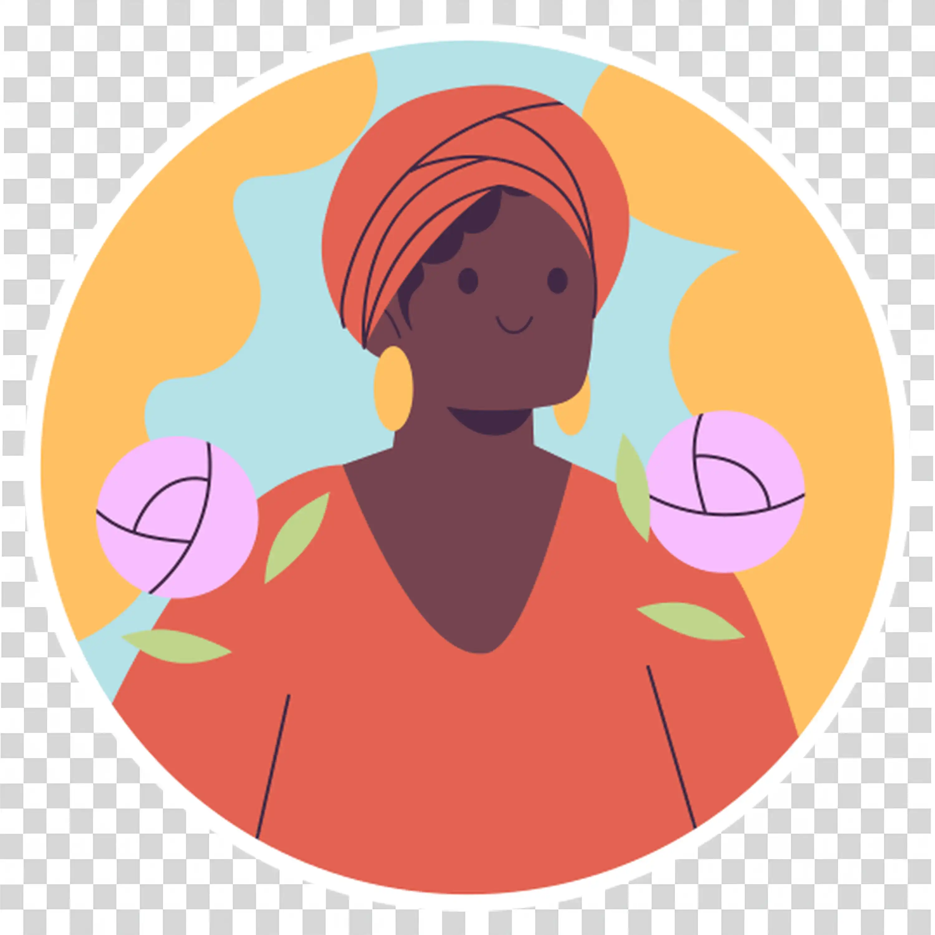Woman in headscarf looking serene and calm in warm tones