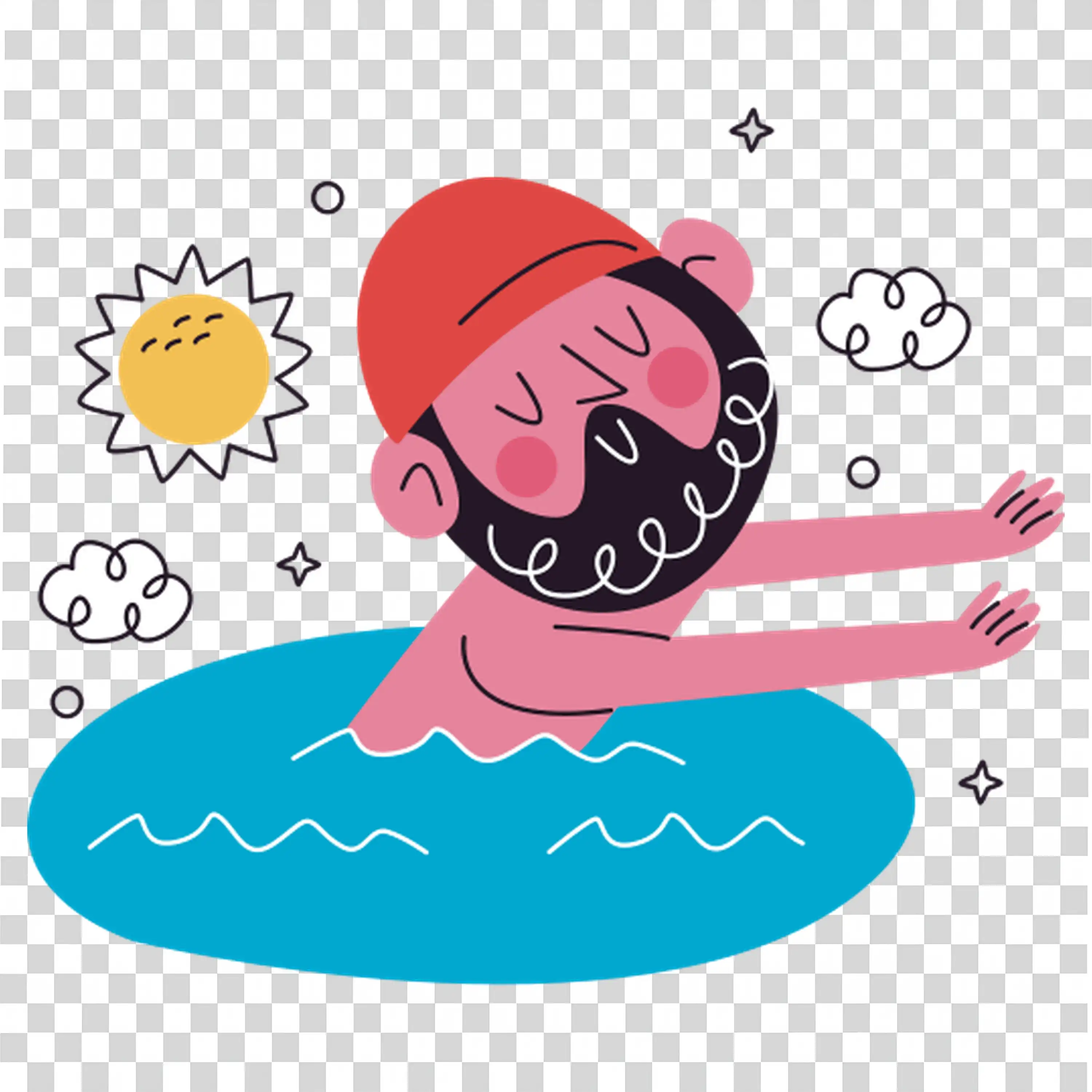 Woman in the water with a relaxed and serene vibe PNG