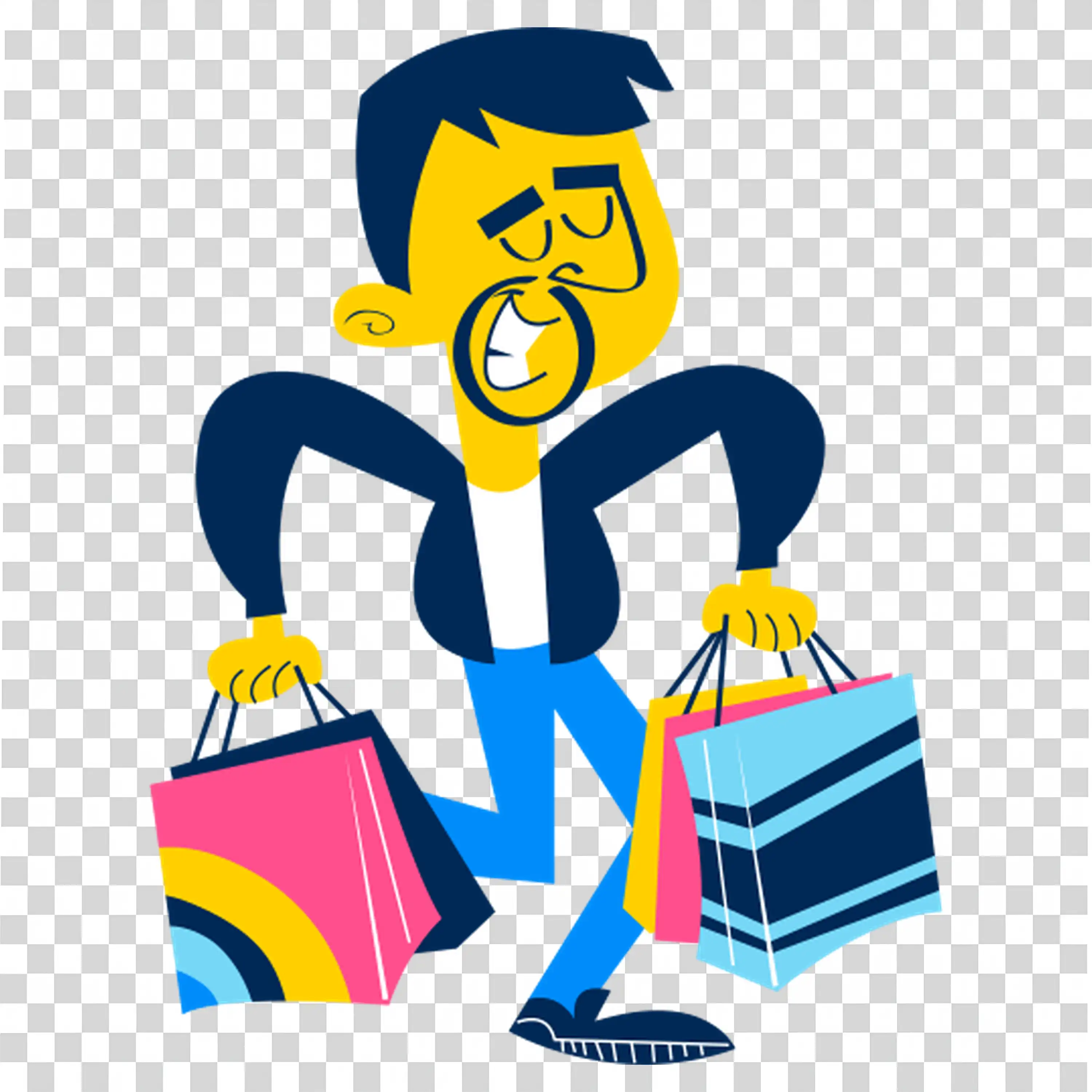 Woman juggling bags and clock rushing through her day