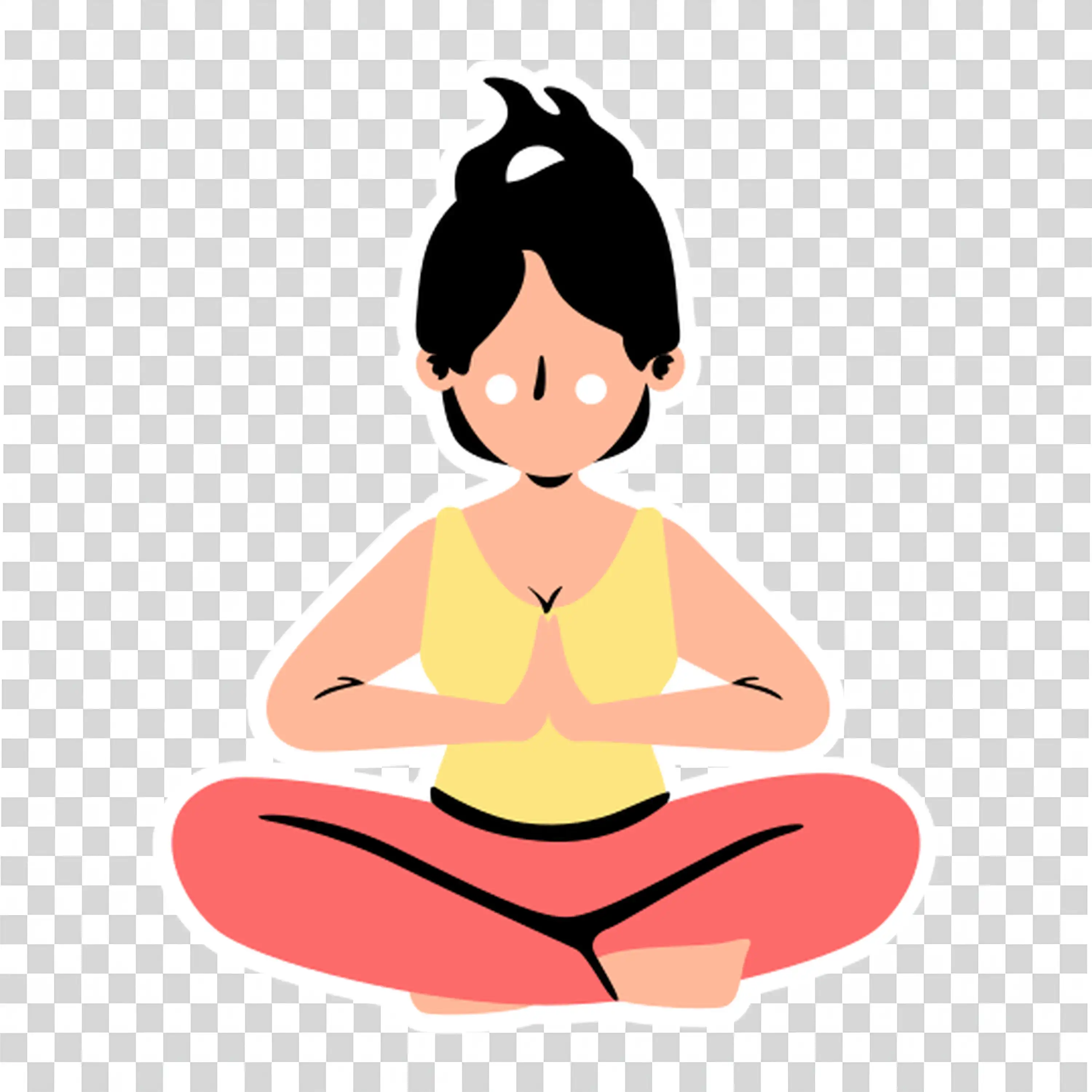 Woman meditating in lotus pose with calm face free PNG