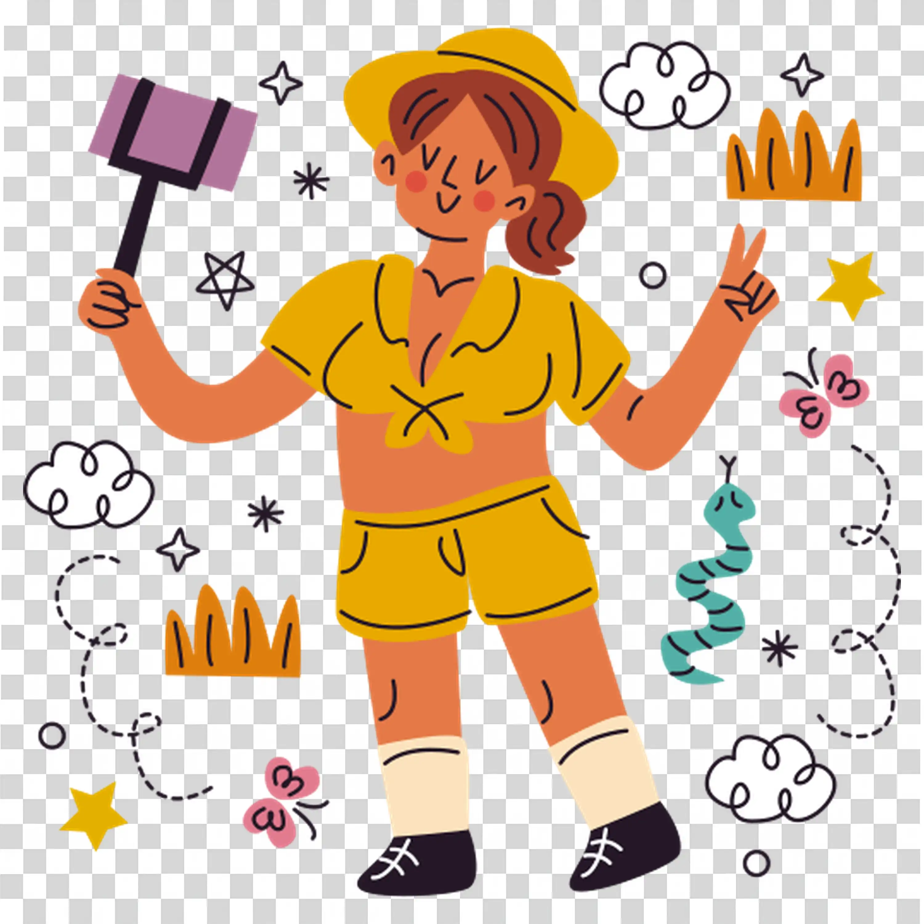 Woman Painting Wall with Roller in Work Clothes free PNG
