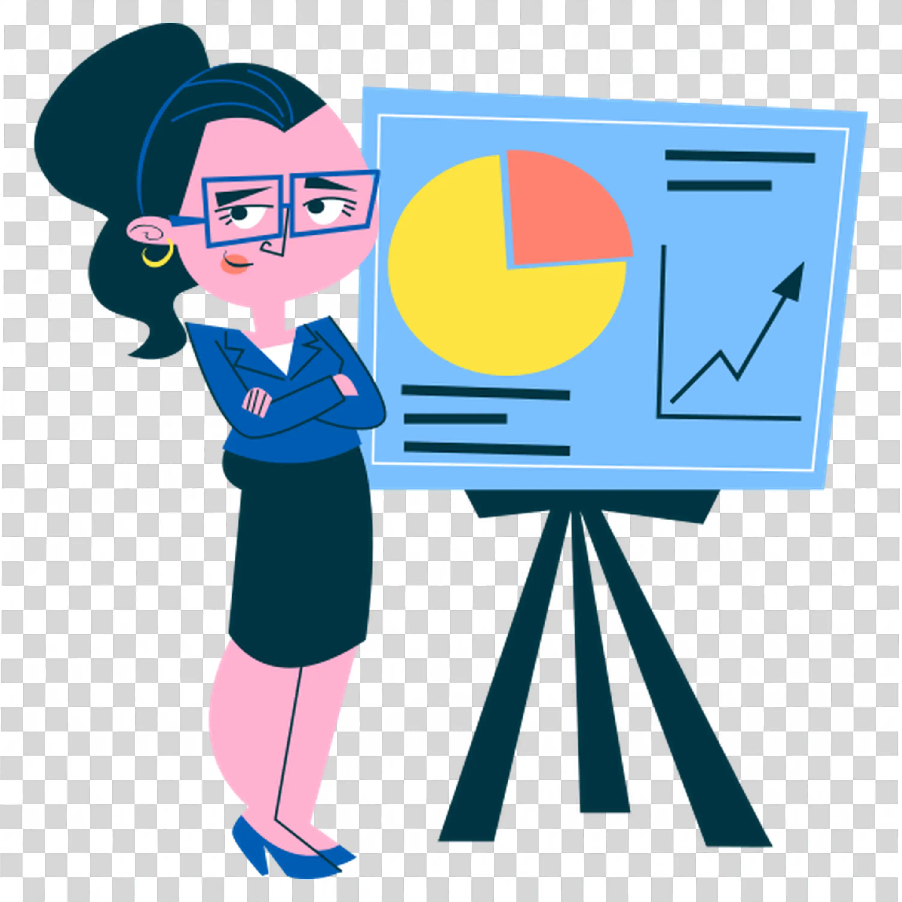 Woman presenting charts and business data free PNG image