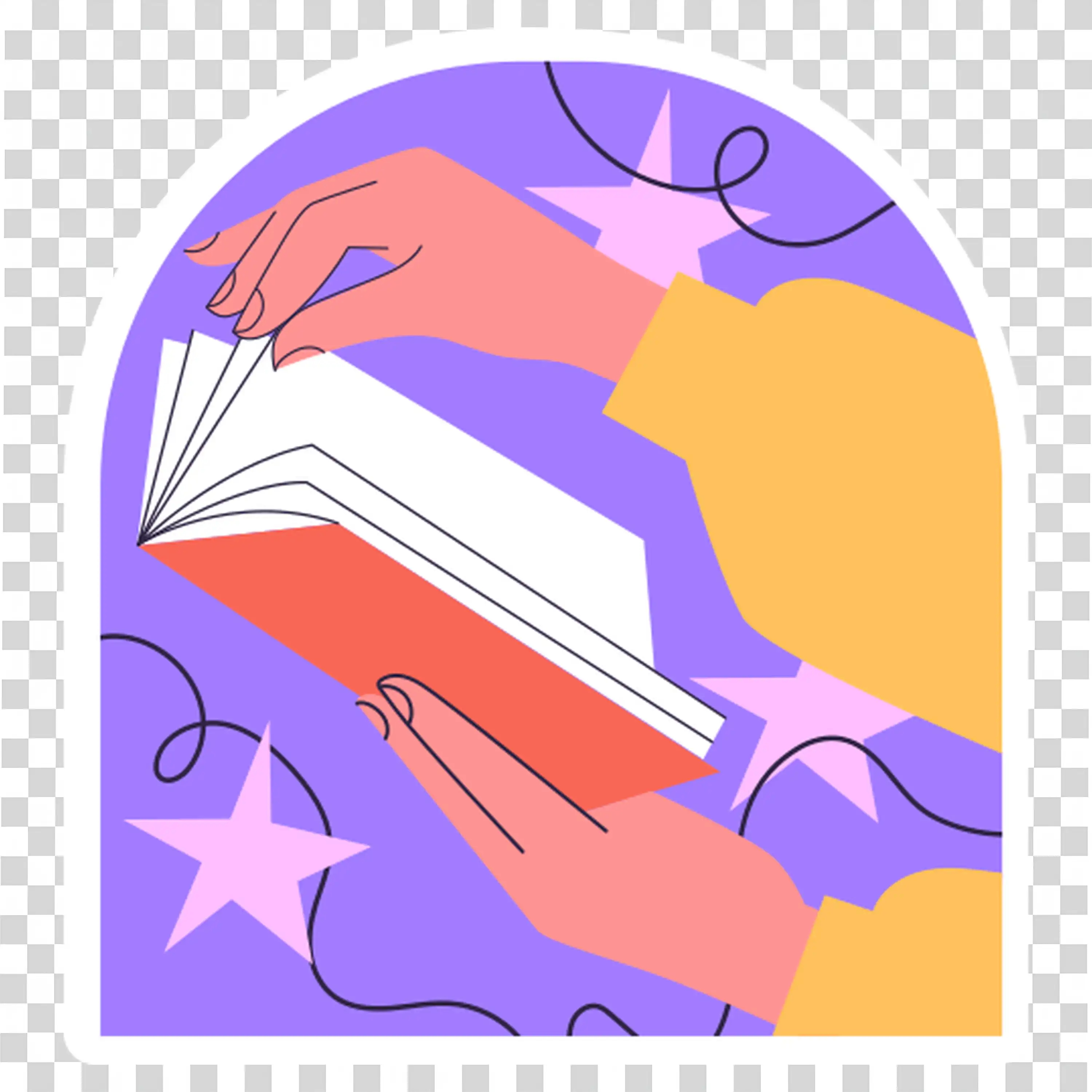 Woman reading a book with focus and joyful curiosity