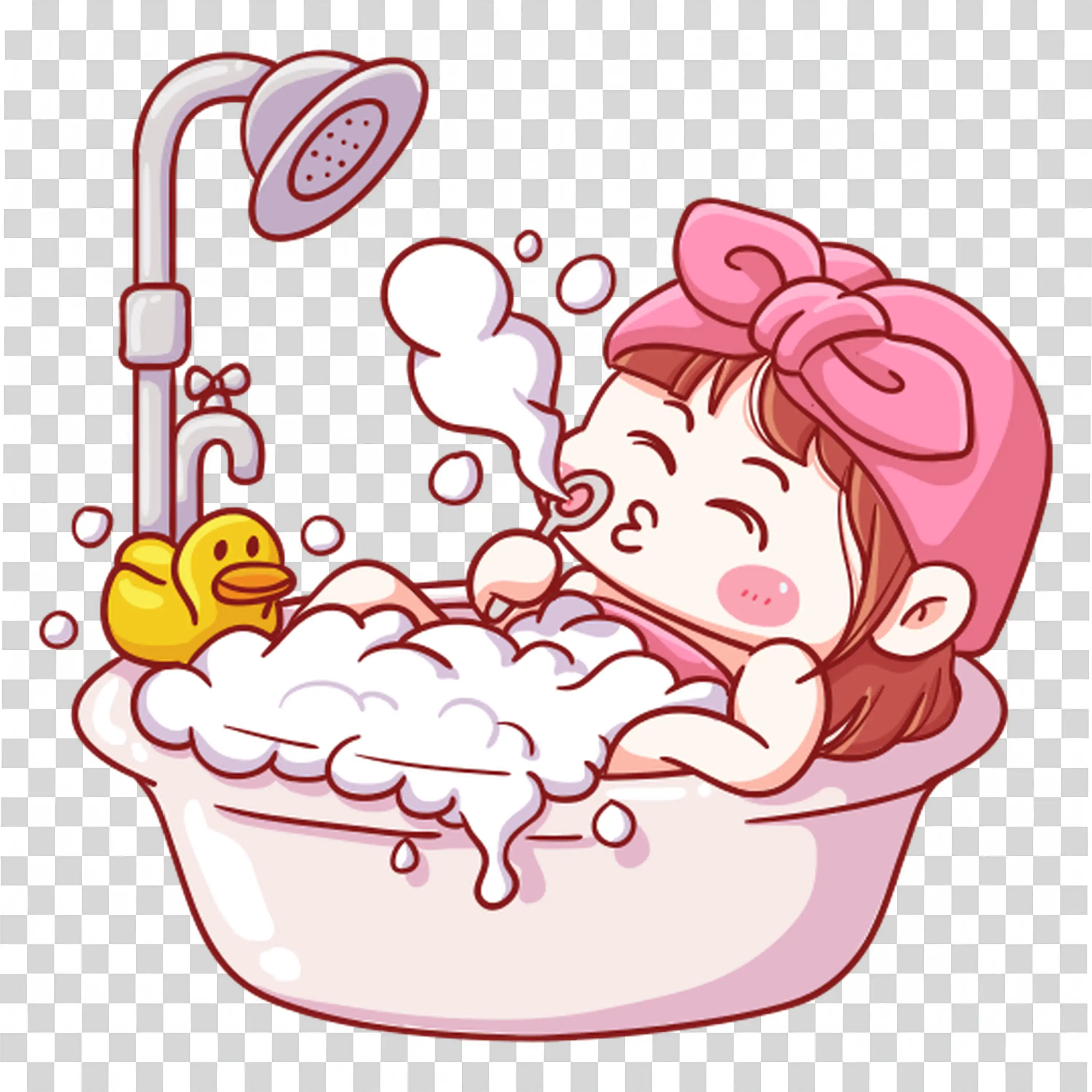 Woman Relaxing in Bathtub with Bubbles and Music free PNG