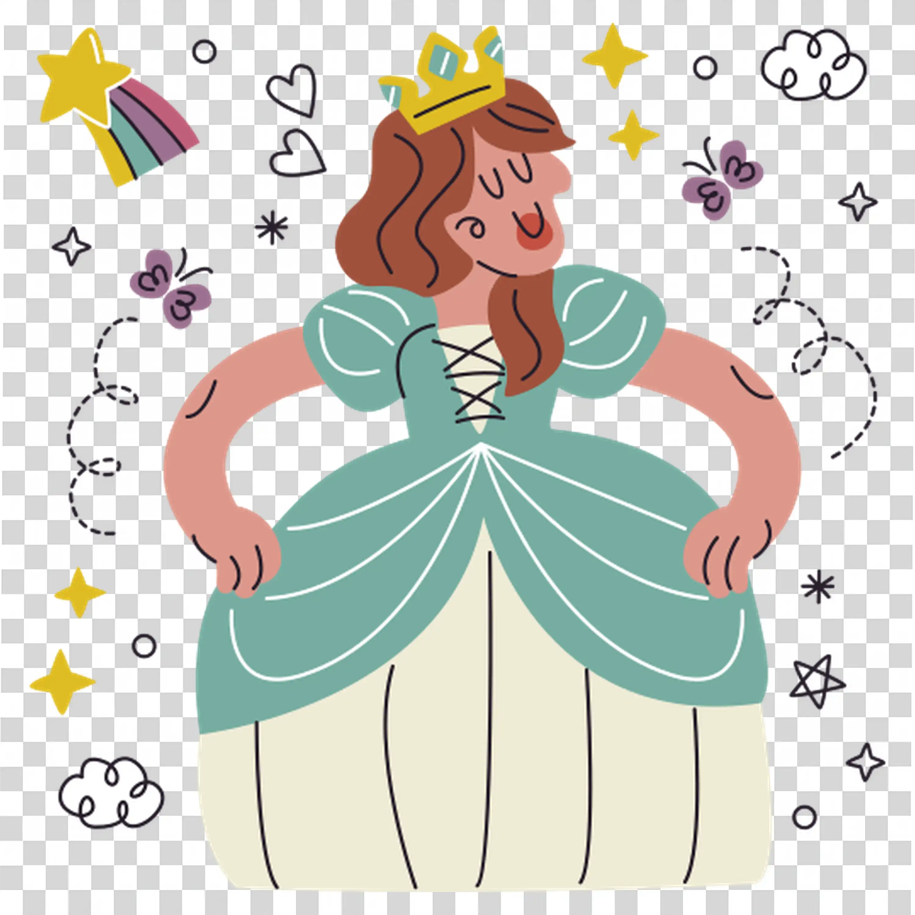 Woman standing calmly in a spiritual outfit PNG image