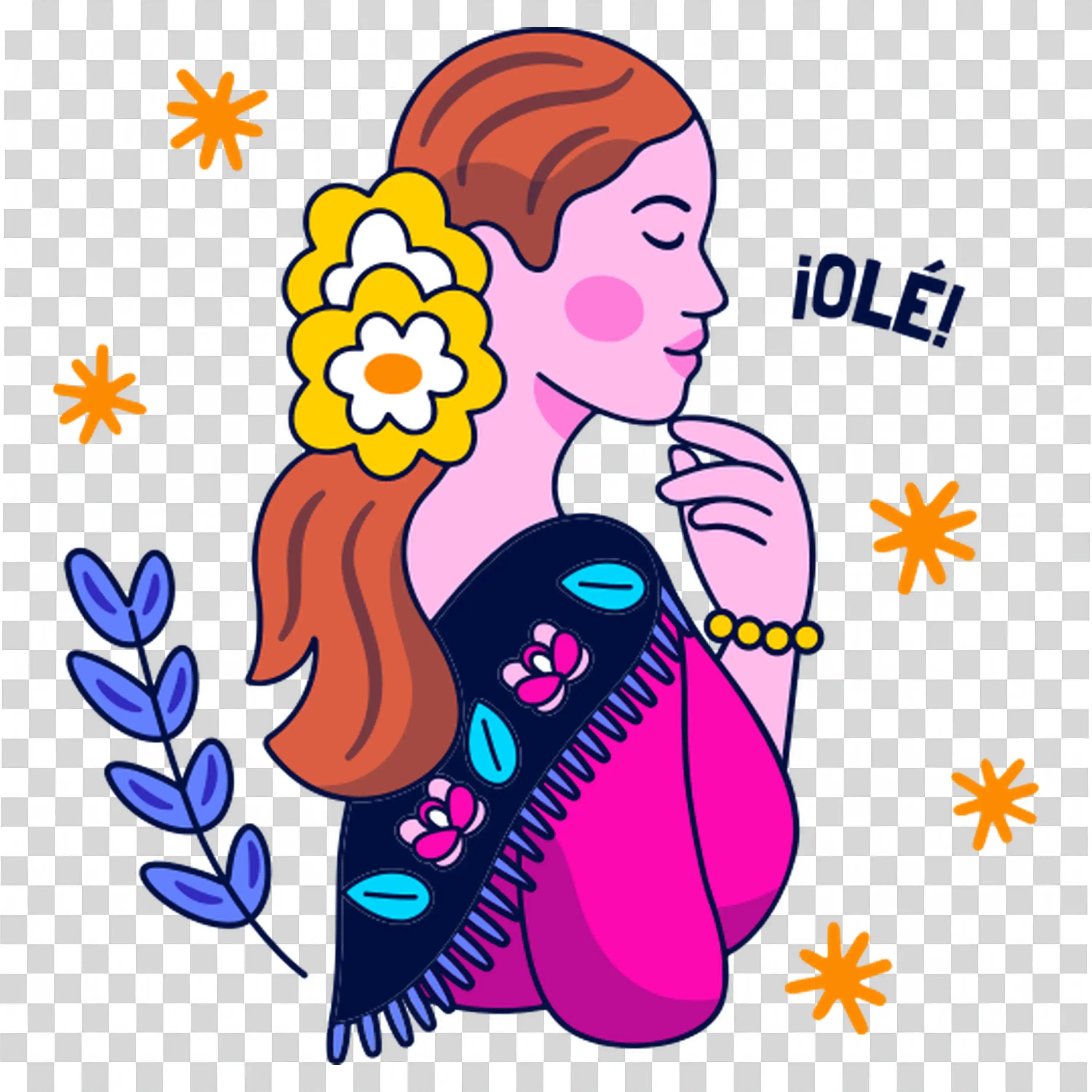 Woman Standing Calmly With Idle Thought Bubble free PNG