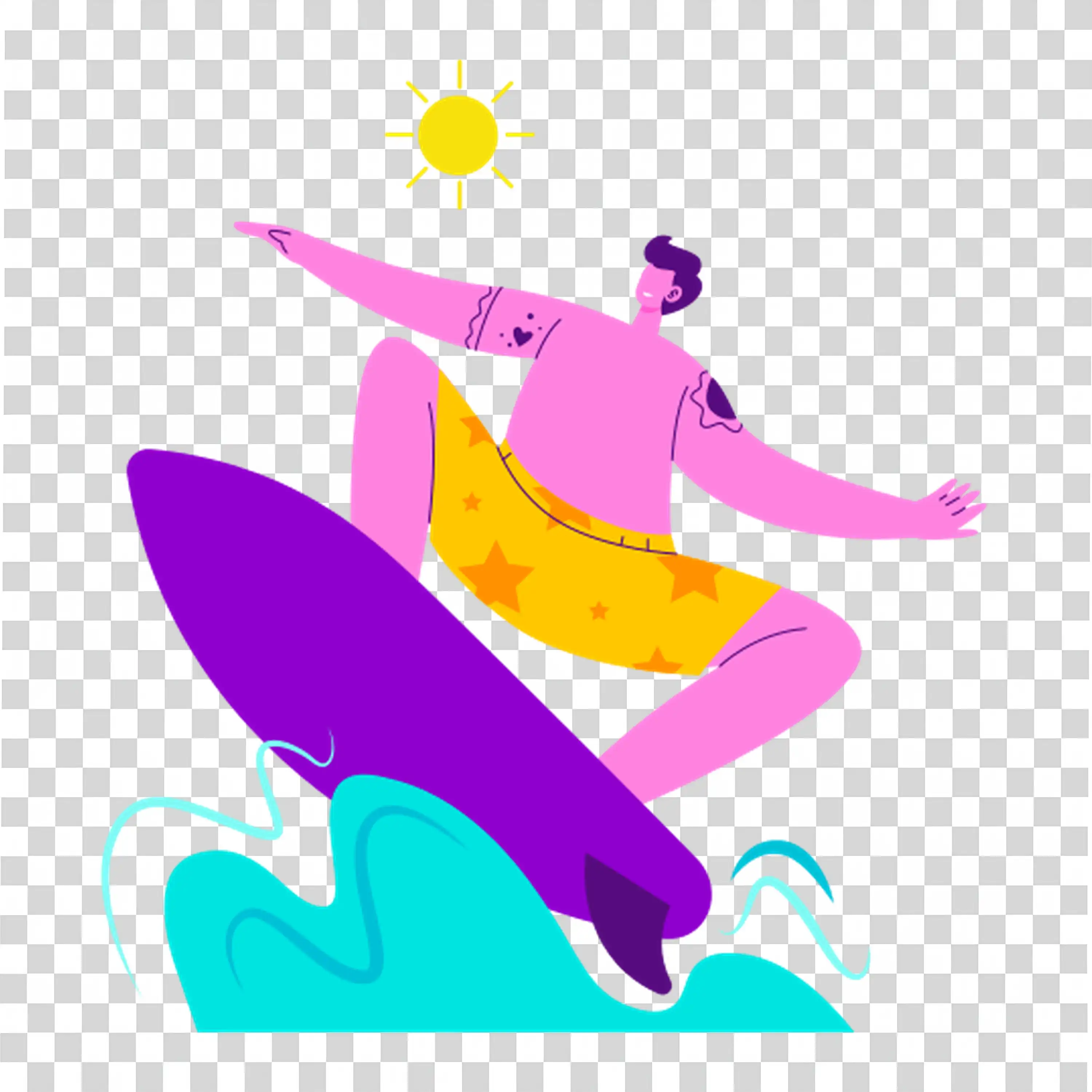 Woman surfing in ocean with sunlight and playful energy
