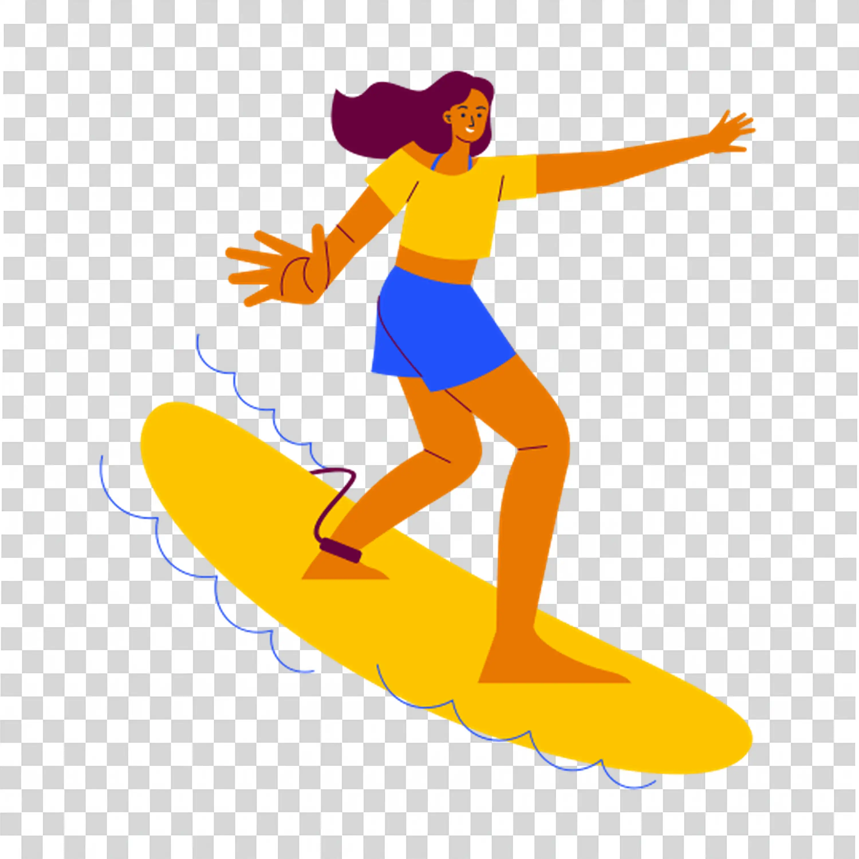 Woman Surfing on Ocean Wave in Athletic Pose and Joy