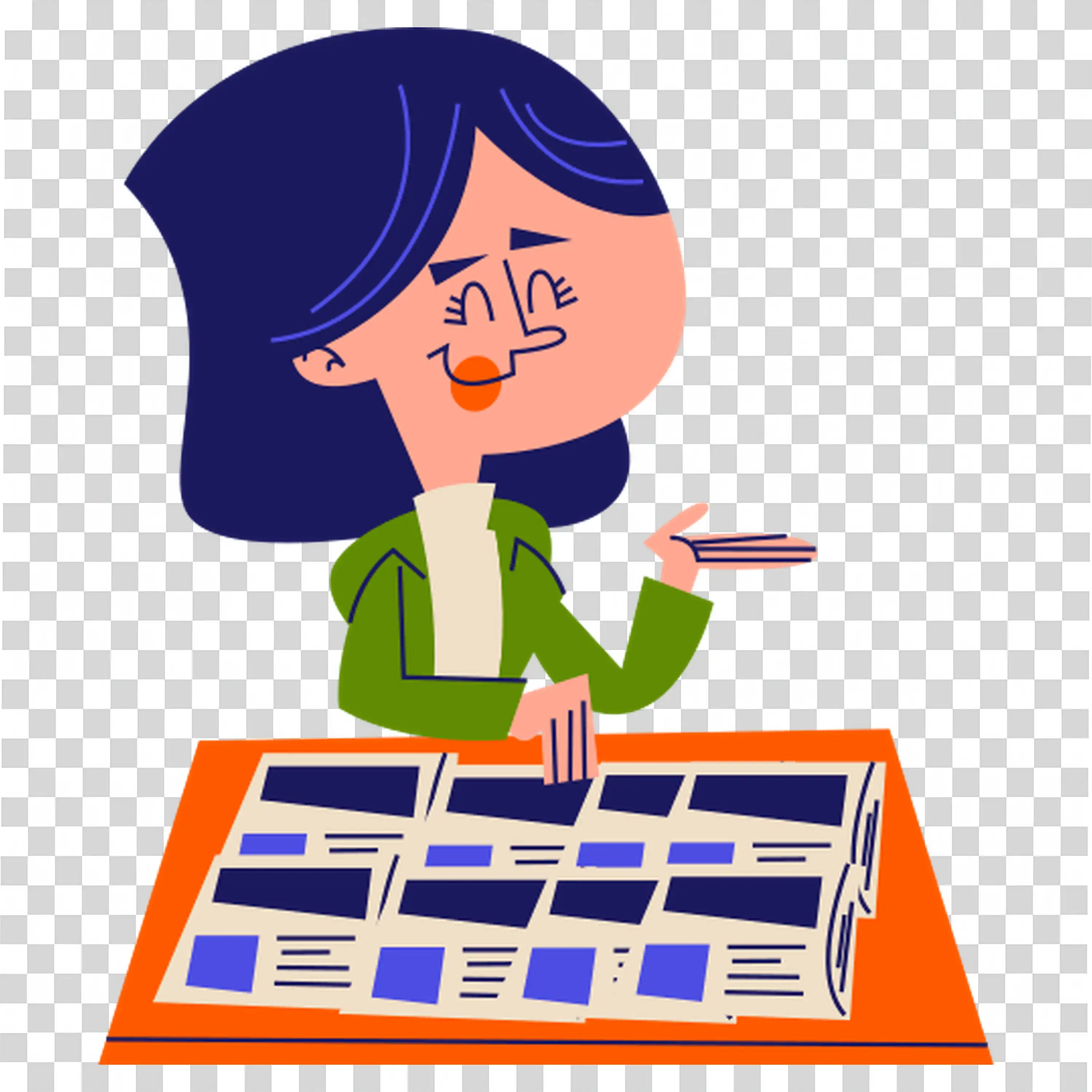 Woman using color palette to paint on canvas free PNG