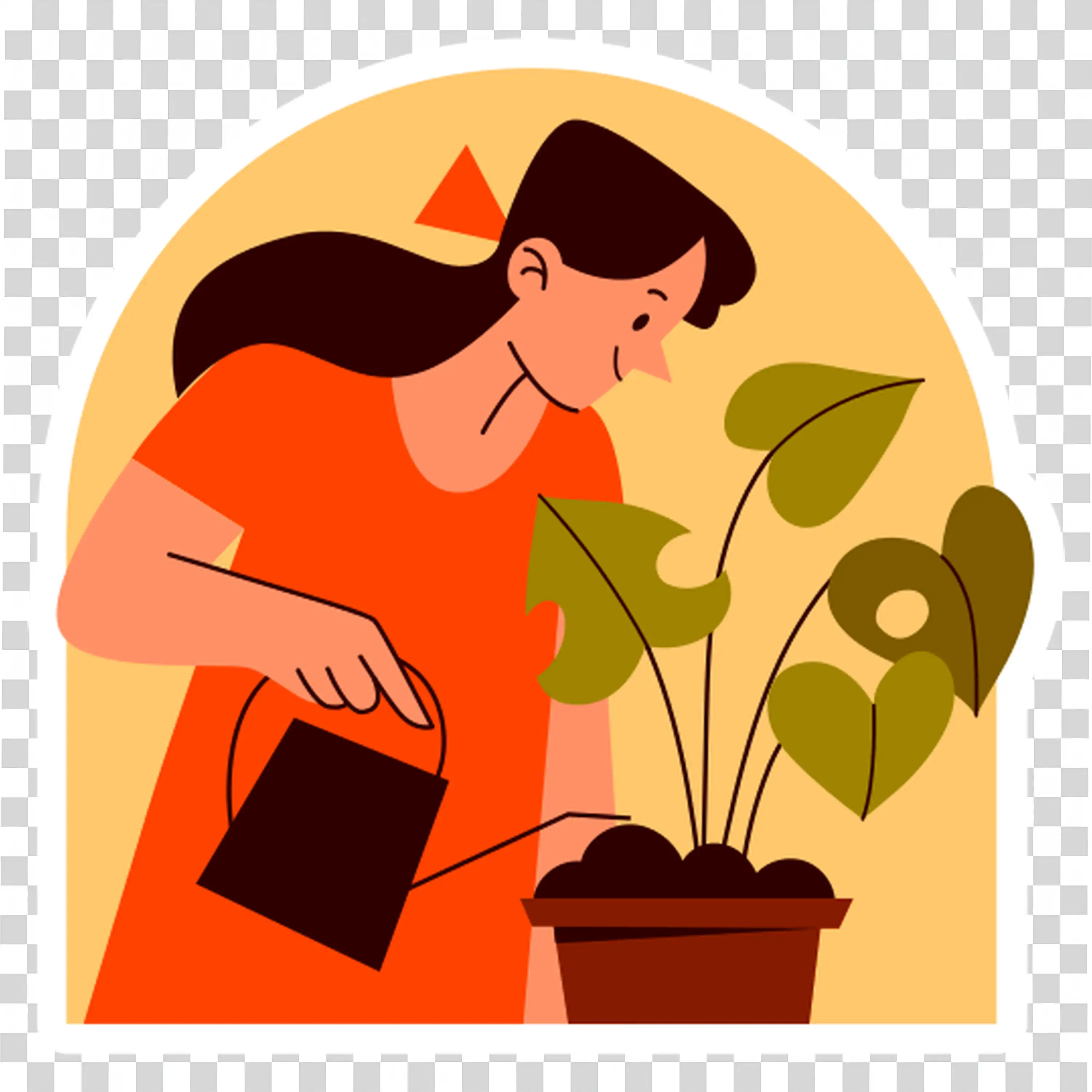 WoMan Watering Indoor Plants for Healthy Green Living